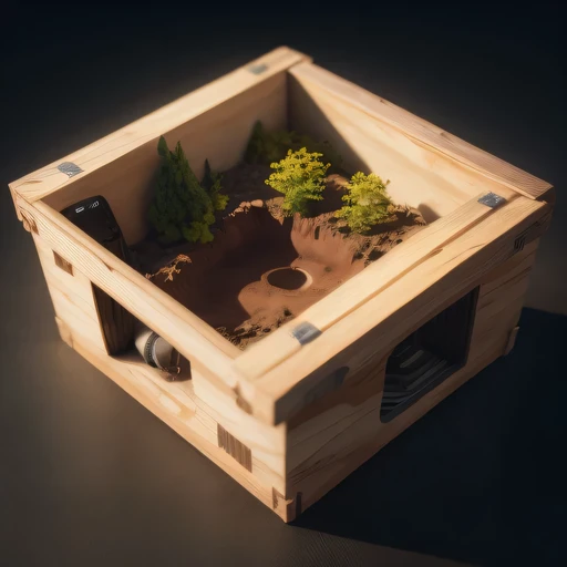 3598年Mars realistic model, (split ends, original photo, best quality, masterpiece:1.4),Steampunk Cyberpunk 6820 City,(CyberpunkMars light:1.3), Mars (related to land),(in a small nature box:1.3),Isometric, small nature, landscape on foundation,landscape,