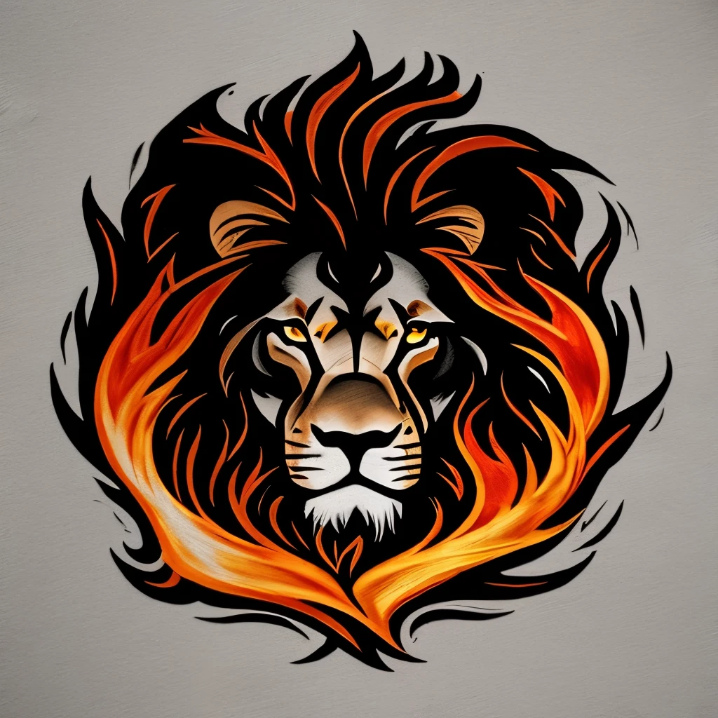 A drawn symbol that has a lion&#39;s head turning into a fire and a cross, deve ser desenho nao realista