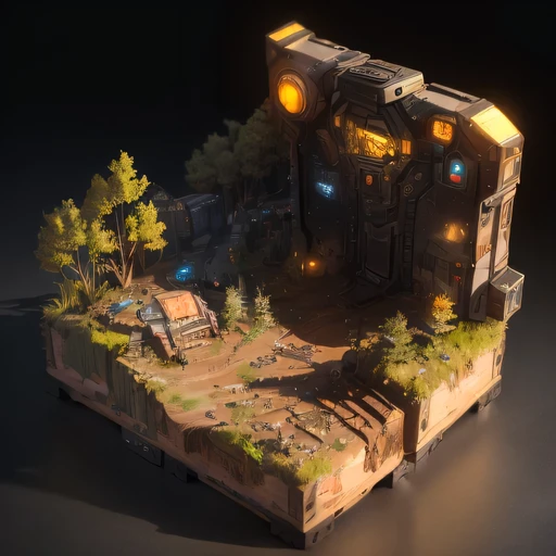 3598年Mars realistic model, (split ends, original photo, best quality, masterpiece:1.4),Steampunk Cyberpunk 6820 City,(CyberpunkMars light:1.3), Mars (related to land),(in a small nature box:1.3),Isometric, small nature, landscape on foundation,landscape,