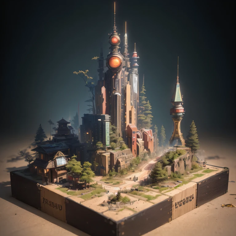 3598年Mars realistic model, (split ends, original photo, best quality, masterpiece:1.4),SteampunkCyberpunk6820 Imperial Green Jade City,(CyberpunkMars light:1.3), Mars (related to land),(in a small nature box:1.3),Isometric, small nature, landscape on foundation,landscape,