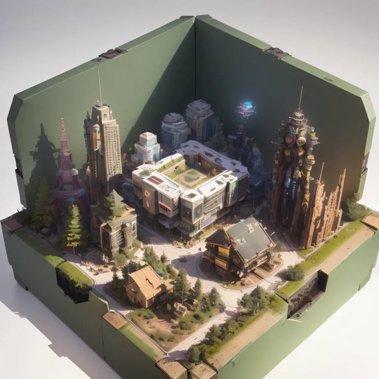 3598年Mars realistic model, (split ends, original photo, best quality, masterpiece:1.4),SteampunkCyberpunk6820 Imperial Green Jade City,(CyberpunkMars light:1.3), Mars (related to land),(in a small nature box:1.3),Isometric, small nature, landscape on foundation,landscape,