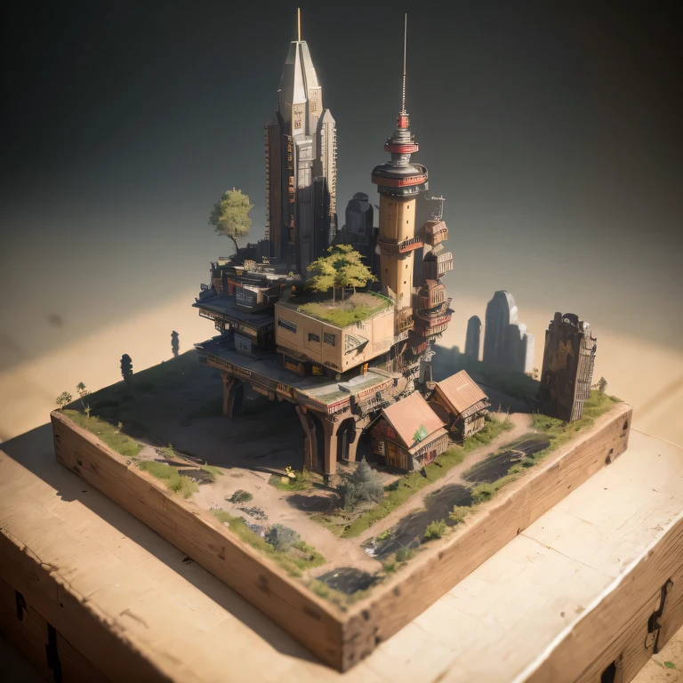 3598年Mars realistic model, (split ends, original photo, best quality, masterpiece:1.4),SteampunkCyberpunk6820 Imperial Green Jade City,(CyberpunkMars light:1.3), Mars (related to land),(in a small nature box:1.3),Isometric, small nature, landscape on foundation,landscape,