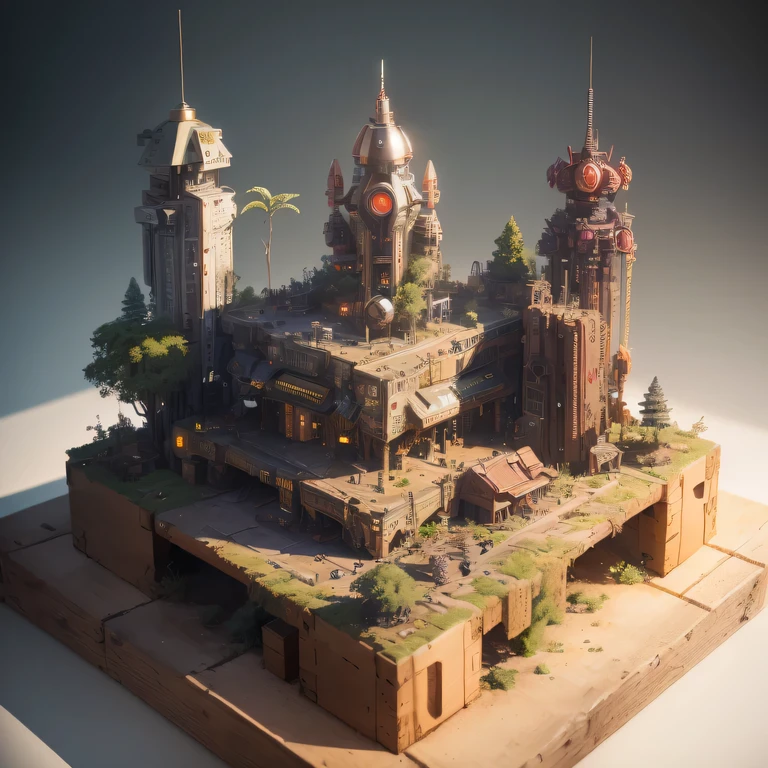 3598年Mars realistic model, (split ends, original photo, best quality, masterpiece:1.4),SteampunkCyberpunk6820 Imperial Green Jade City,(CyberpunkMars light:1.3), Mars (related to land),(in a small nature box:1.3),Isometric, small nature, landscape on foundation,landscape,