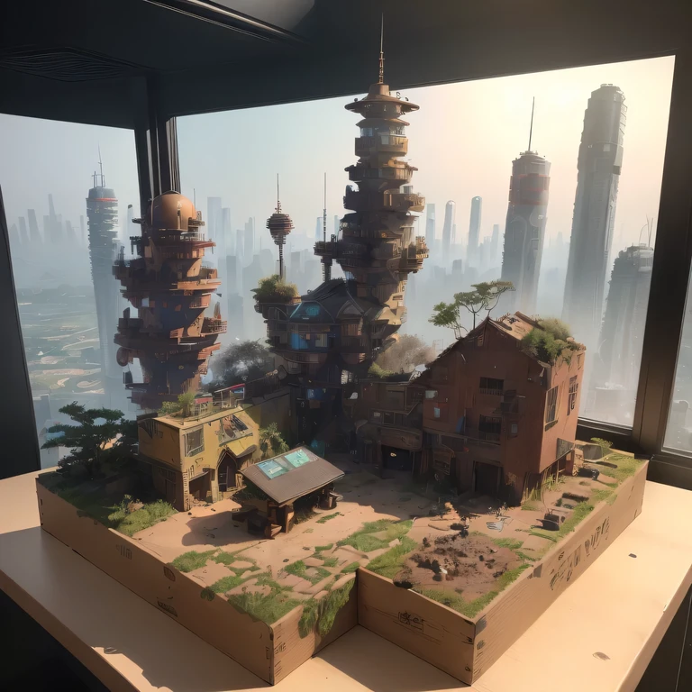 3598年Mars realistic model, (split ends, original photo, best quality, masterpiece:1.4),SteampunkCyberpunk6820 Imperial Green Jade City,(CyberpunkMars light:1.3), Mars (related to land),(in a small nature box:1.3),Isometric, small nature, landscape on foundation,landscape,