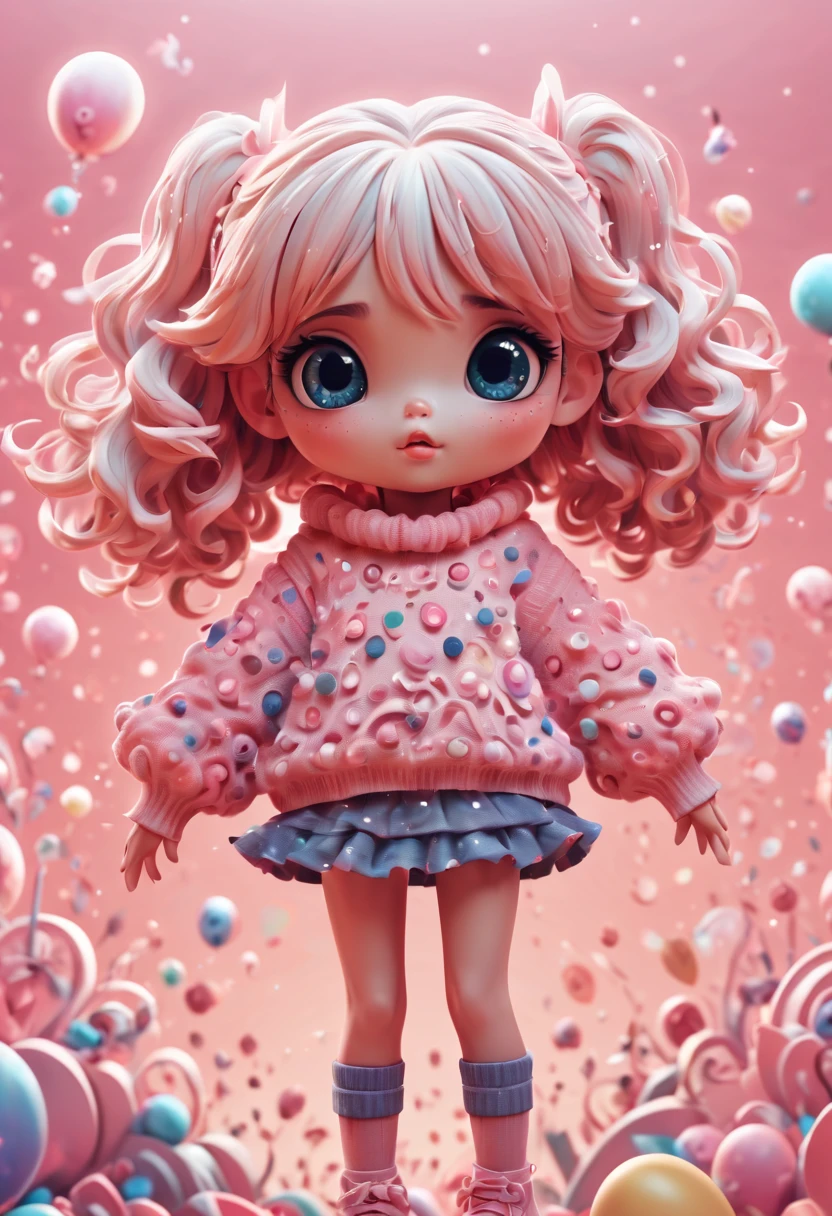 (best quality, highres, ultra sharp), (magical cute girl:1.2). Standing, (Full body:1.1) view, (long legs:1.1), shoes, magical style, standing, long neck, large head, (exaggerated hair:1.1), (fluffy hair:1.1), (expanded hair:1.2), small freckles, exaggerated expression, surreal, duck egg pink sweater with small dots, details, horsehair, fluffy, socks, magic background, hand-drawn style,pencil drawing,cute, flowing lines, clean and crisp outlines, clean composition, zentangle hair style, art deco, zentangle, 3d crunch, cinematic,