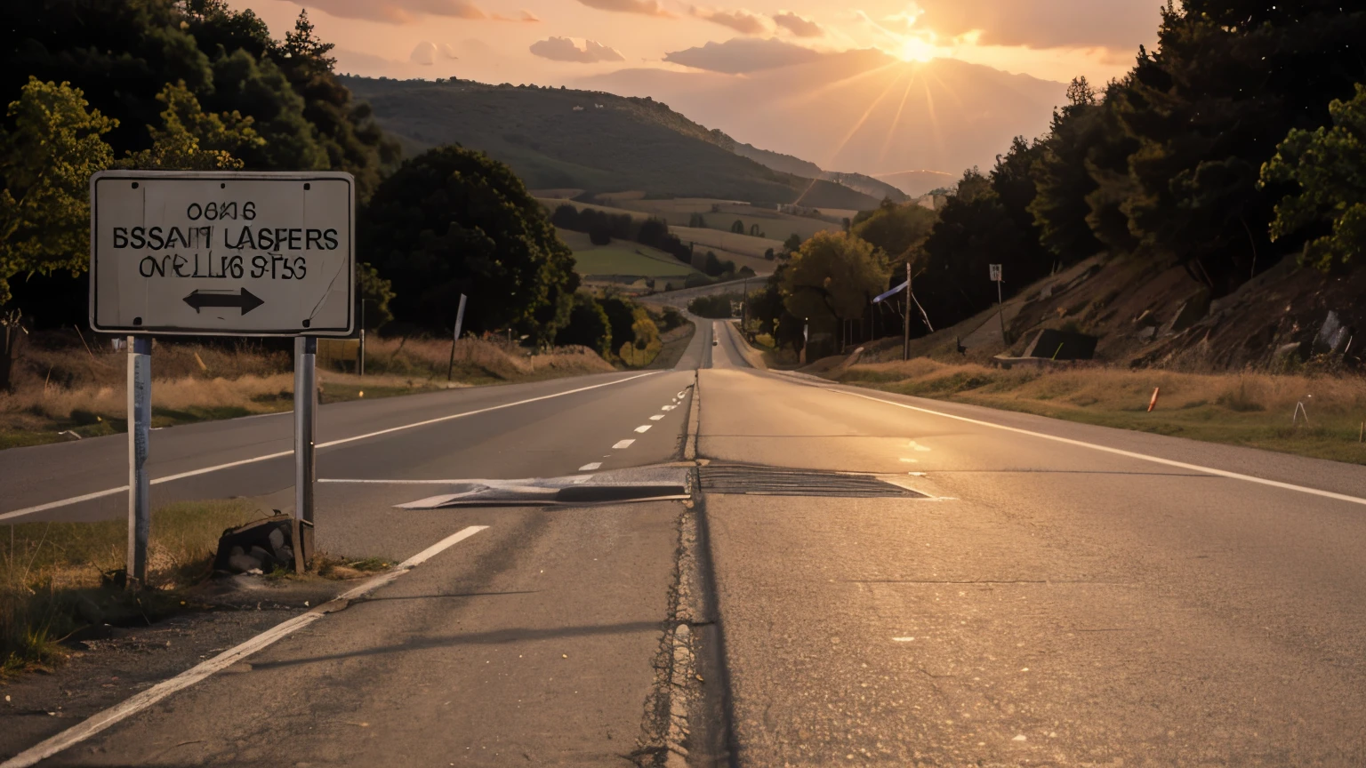 A road with rocks and barriers left behind