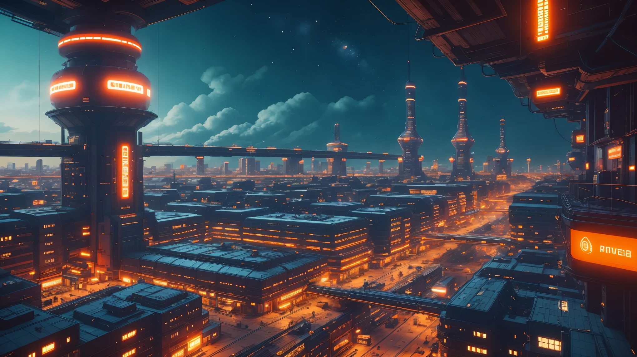 COMG3O，(best quality,4k,8k,highres,masterpiece:1.2),ultra-detailed,(realistic,photorealistic,photo-realistic:1.37),HDR,UHD,studio lighting,extreme detail description,professional,vivid colors,bokeh,city,imposing skyscrapers,glistening metallic surfaces,hovering vehicles,advanced transportation system,futuristic architecture, sleek and modern design, neon lights, bustling streets, high-tech signage, panoramic view, elevated walkways, transparent glass structures, towering megastructures, advanced infrastructure, vibrant energy, bustling city life, futuristic cityscape, aerial perspective, innovative technology, sustainable energy sources, intelligent urban planning, clean and pollution-free environment.
