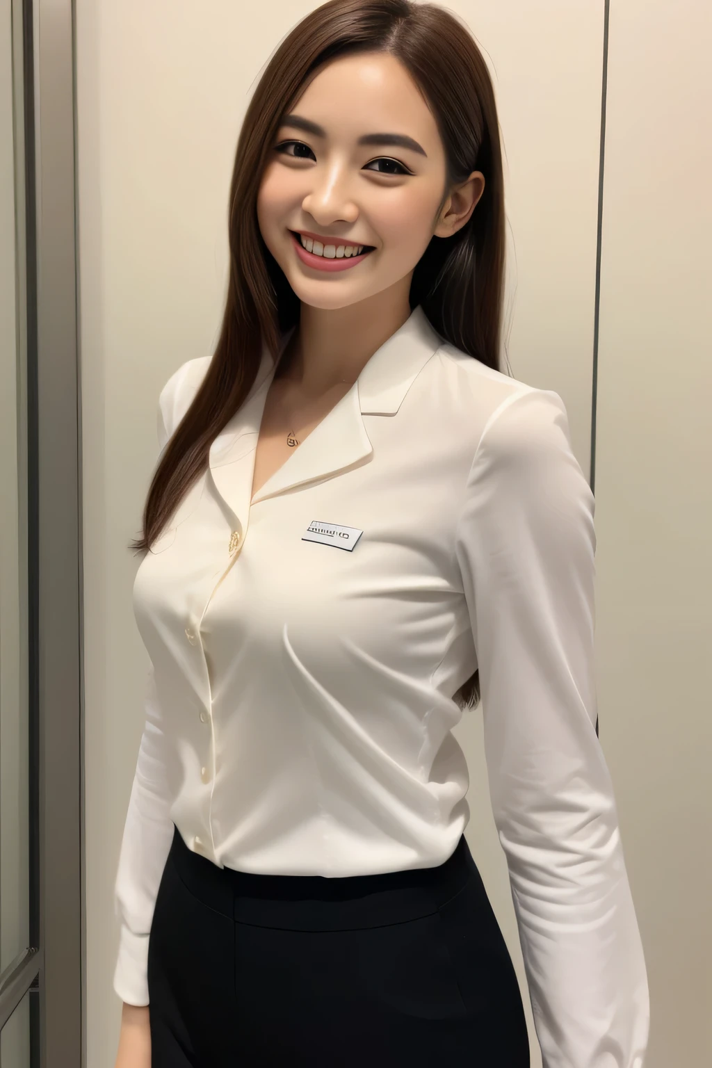 The face is a hostess、Attire is a business suit、high quality、surreal、healthy、smile、Slender perfect figure、beauty of japan、beautiful eyes、perfect face、beautiful skin、whiteboard background