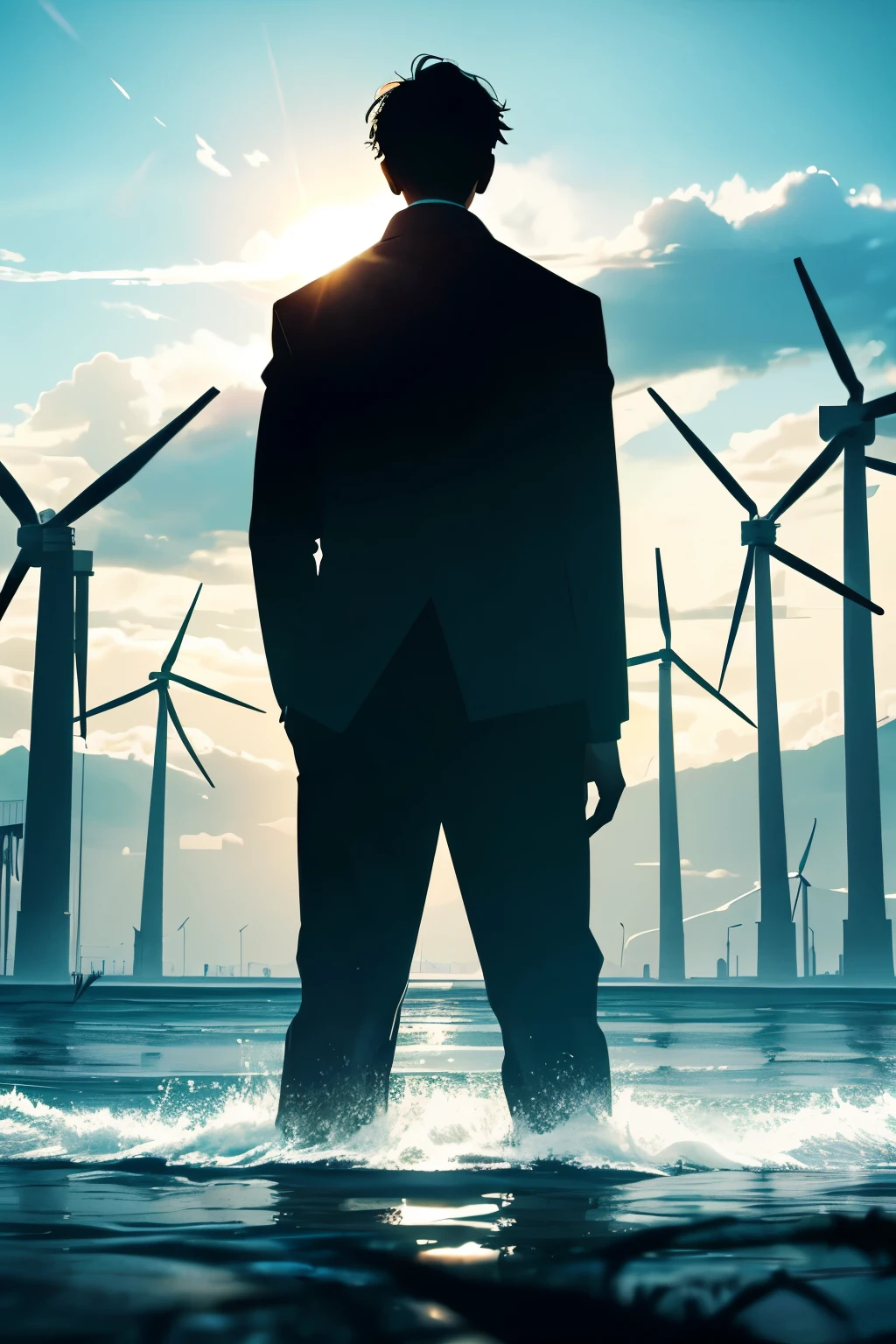 Silhouette of a man with green energy around him