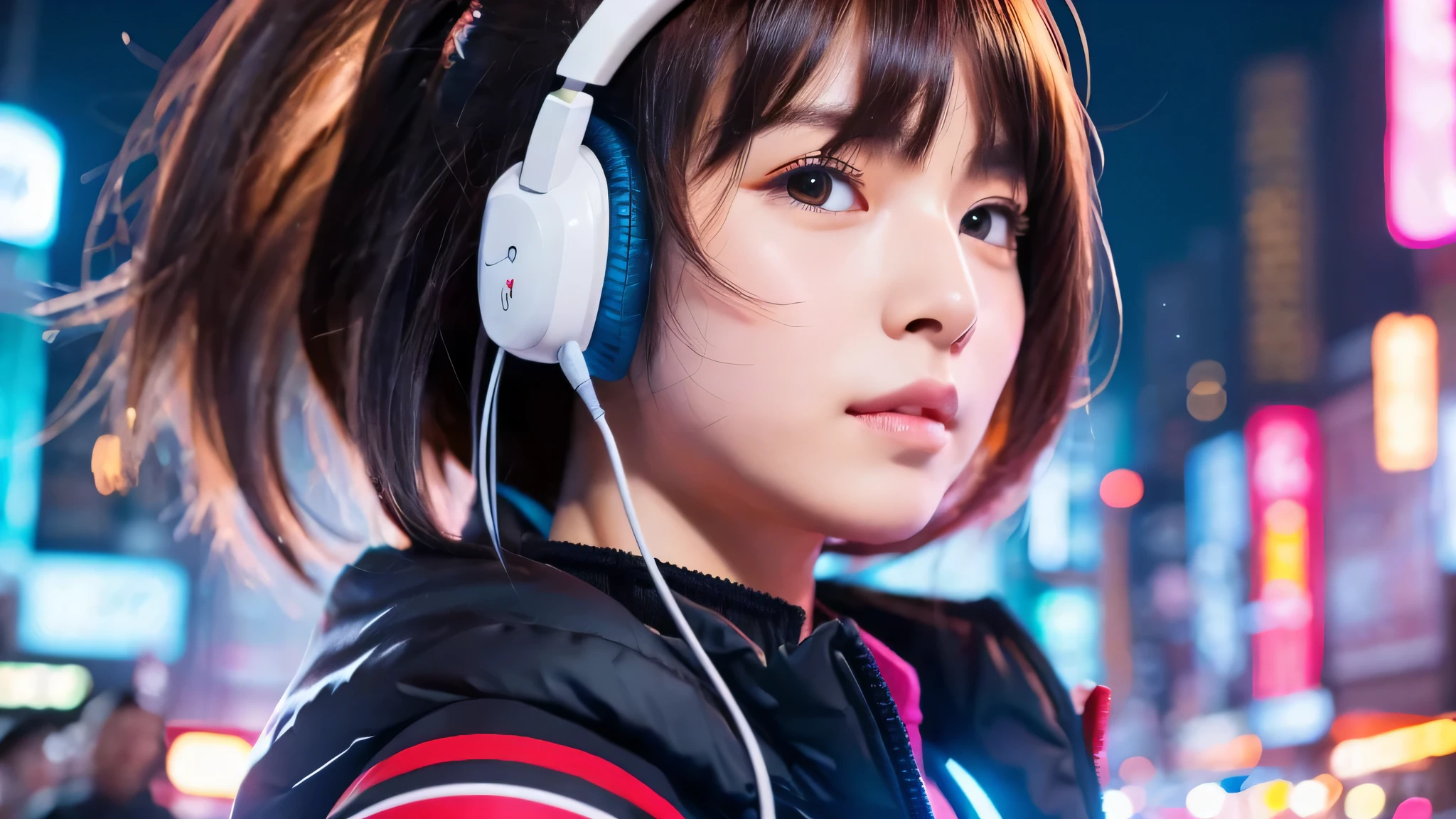 Japan,anime,headphone,girl,cyber-,Tokyo,night