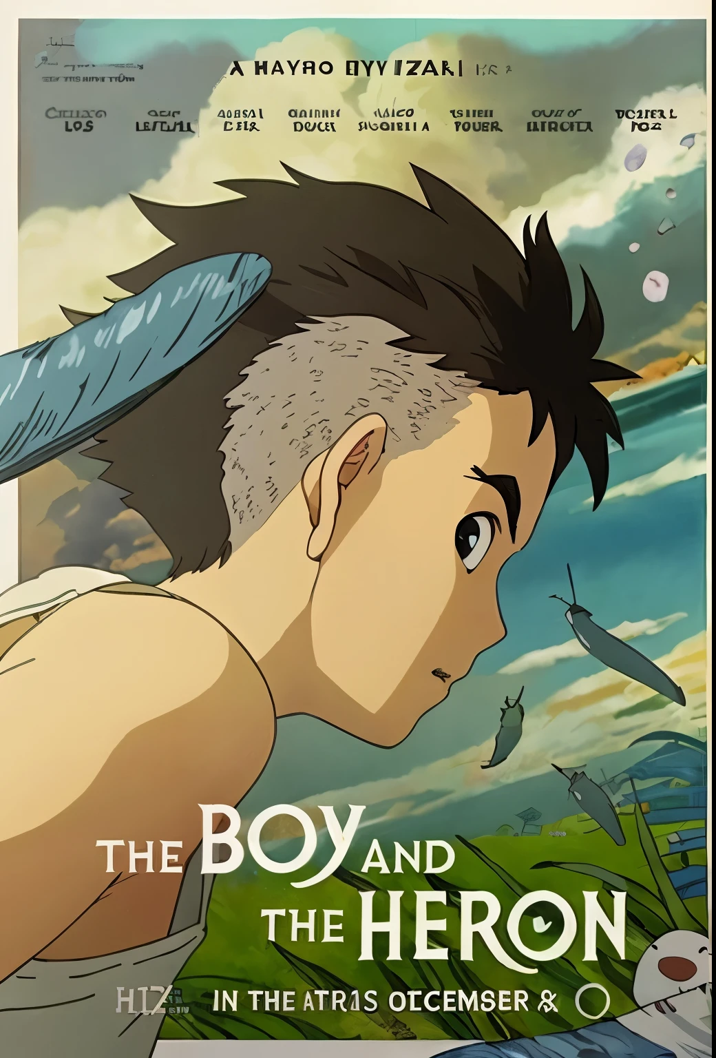 a poster of a boy and the hero in theaters, miyazaki film, miyazaki's animated film, in the studio ghibli anime film, anime movie poster, studio ghibli & james gurney, trending on studio ghibli, studio ghibli film, by Miyazaki, from the studio ghibli film, miyazaki movie, by Hayao Miyazaki