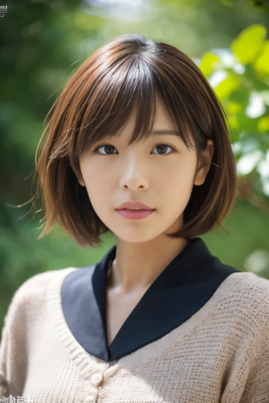 ((masutepiece,top-quality)), (photographrealistic:1.4),(((masutepiece,8K)),桜並木,((full body ))),shot in natural light,highly detailed face and skin texture,highly detailed lips,correct state of the human body,Superhigh resolution, 38 years old, s, 80mm lens,long sleeve sweat,(shoulger length hair),(brown hair),(handsome short hair)natural lip color,日差し