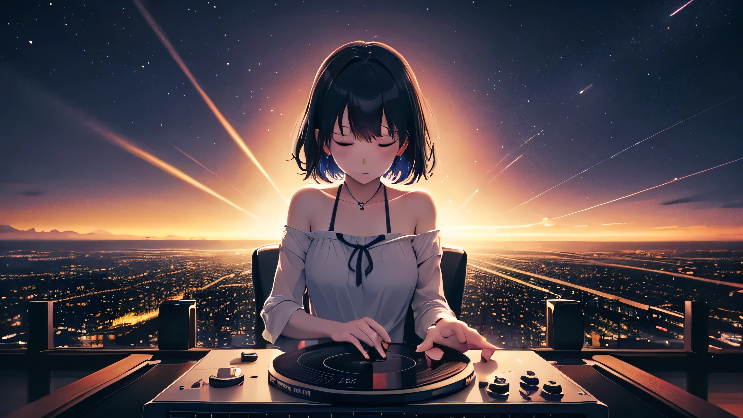 Gentle scratches on analog records、Become one with the countless lights that color the city at night.