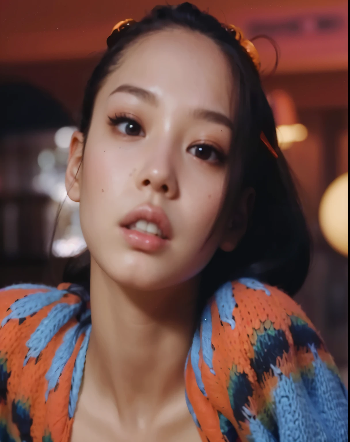 a close-up of a woman wearing a sweater and a sweater on her shoulders, Jennie rosa negra, cristal, De mi parte, kiko mizuhara, kim taejin, sol yunjoo, heonhwa choe, parque roseanne de blackpink, park De mi parte, Shin Min Jeong, lee ji - eun, lee ji-eun, Jiyun Chae