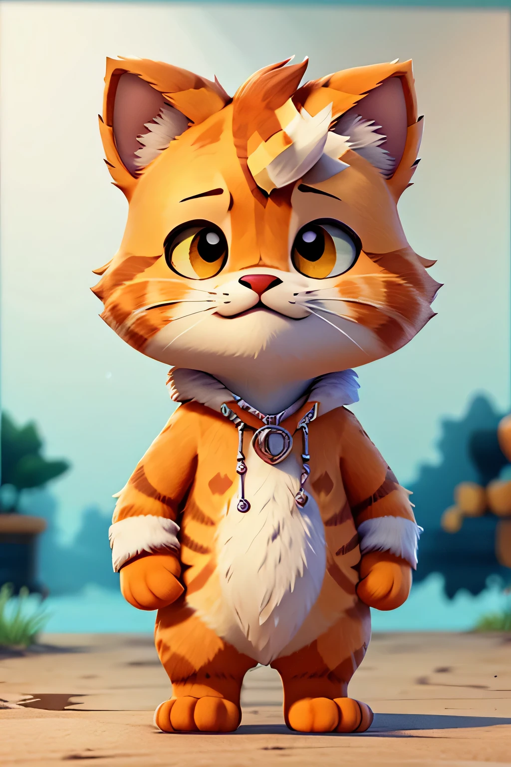 uma laranja, peludo, cute cat with white stripes and little hearts around, in 8K and cinematic quality