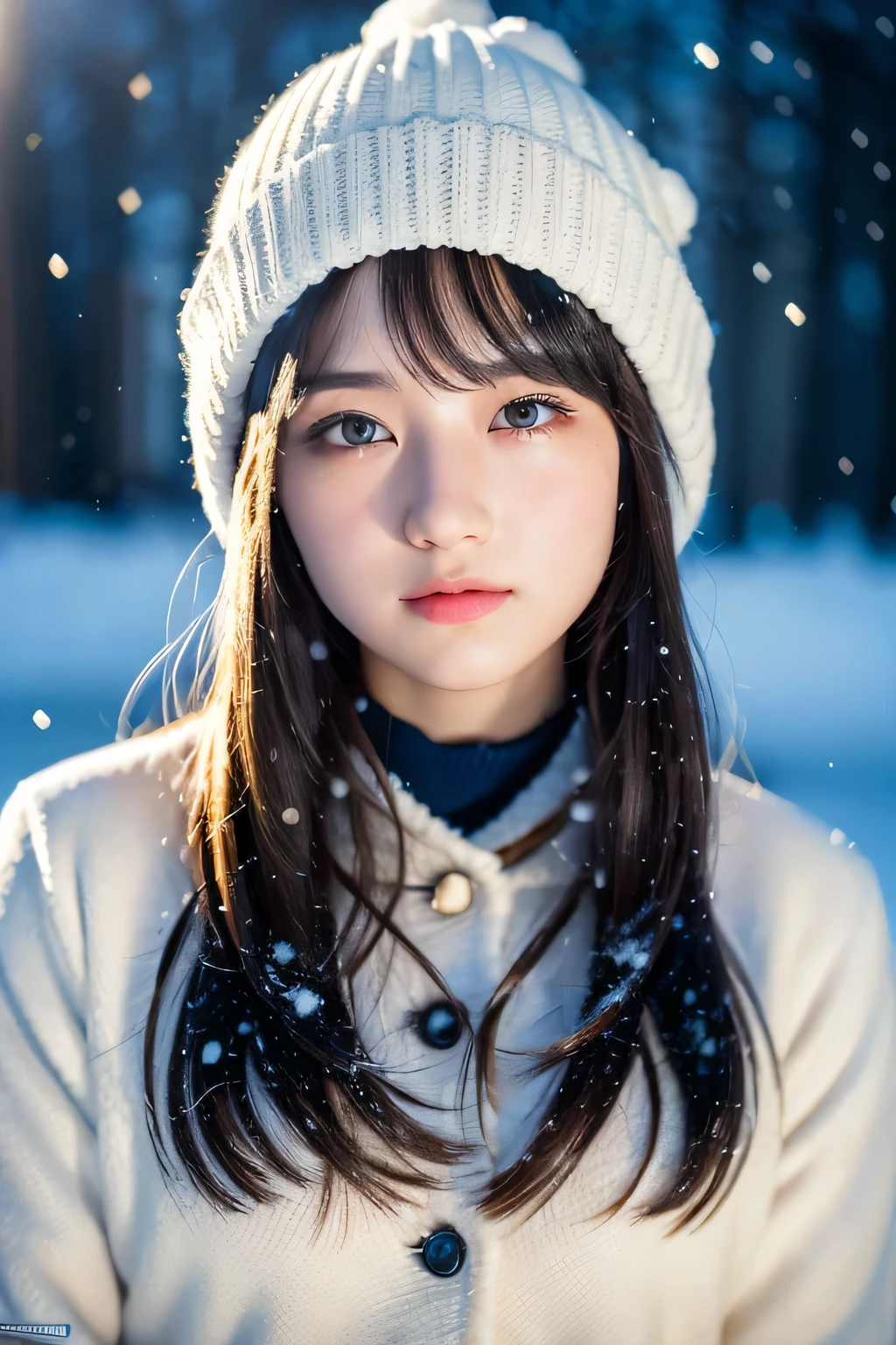 Ulchan-6500-v1.1, (RAW photo:1.2), (realistic:1.4), beautiful detailed girl, very detailed eyes and face, fine and beautiful eyes, that'ridiculous, incredibly that'ridiculous, huge file size, Super detailed, High resolution, very detailed, highest quality, masterpiece, kemomimi, ((japanese girl' winter clothes and beanie hat)), shape, very detailed, CG, unified, 8k wallpaper, wonderful, small details, masterpiece, highest quality, very detailed CG uniform 8k wallpaper, light shines on your face, cinematic lighting, 1 girl, 16 years old, ((dynamic pose)), winter background with snow,
