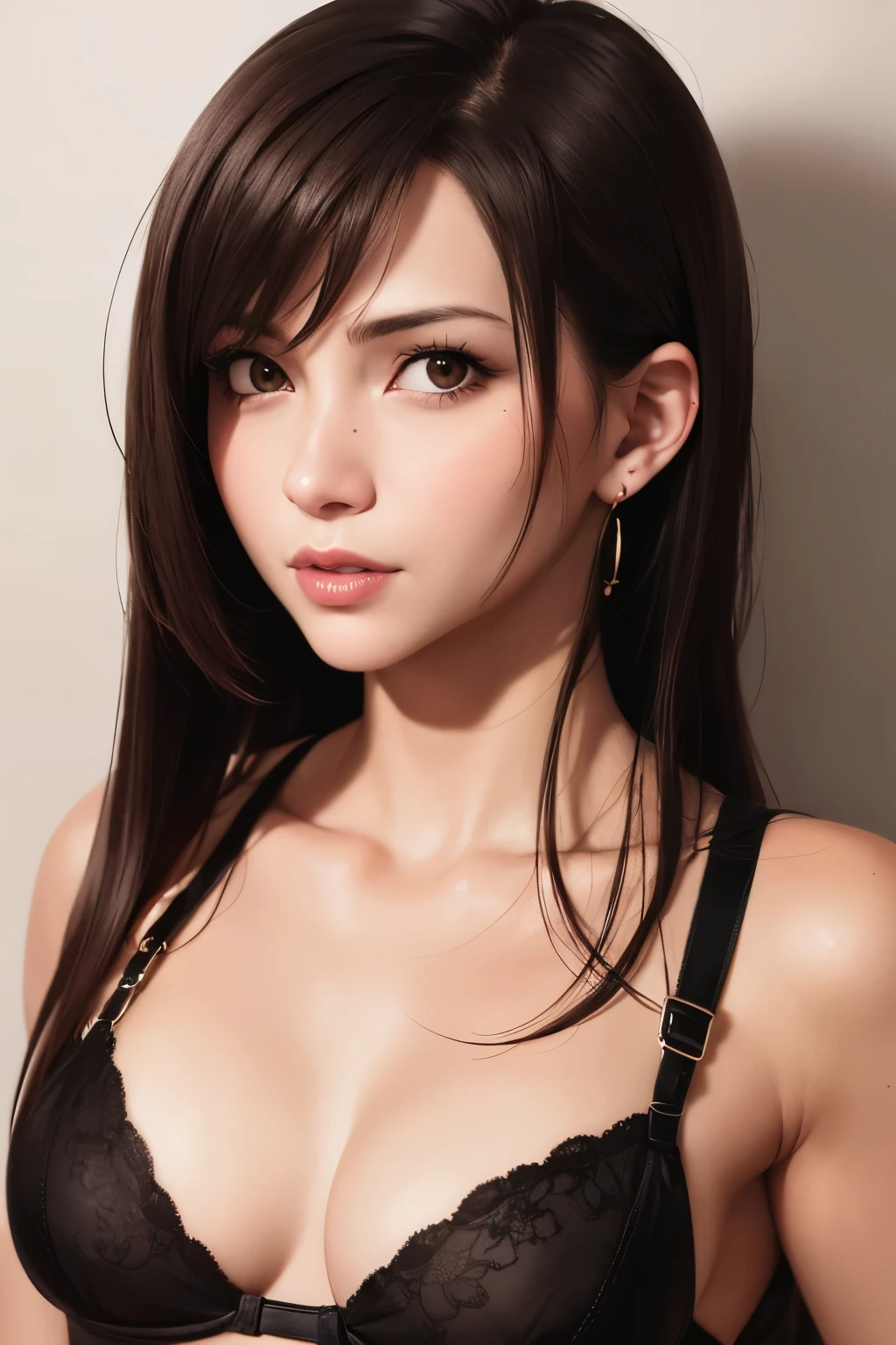 realistic, medium shot portrait of Tifa Lockhart in underwear