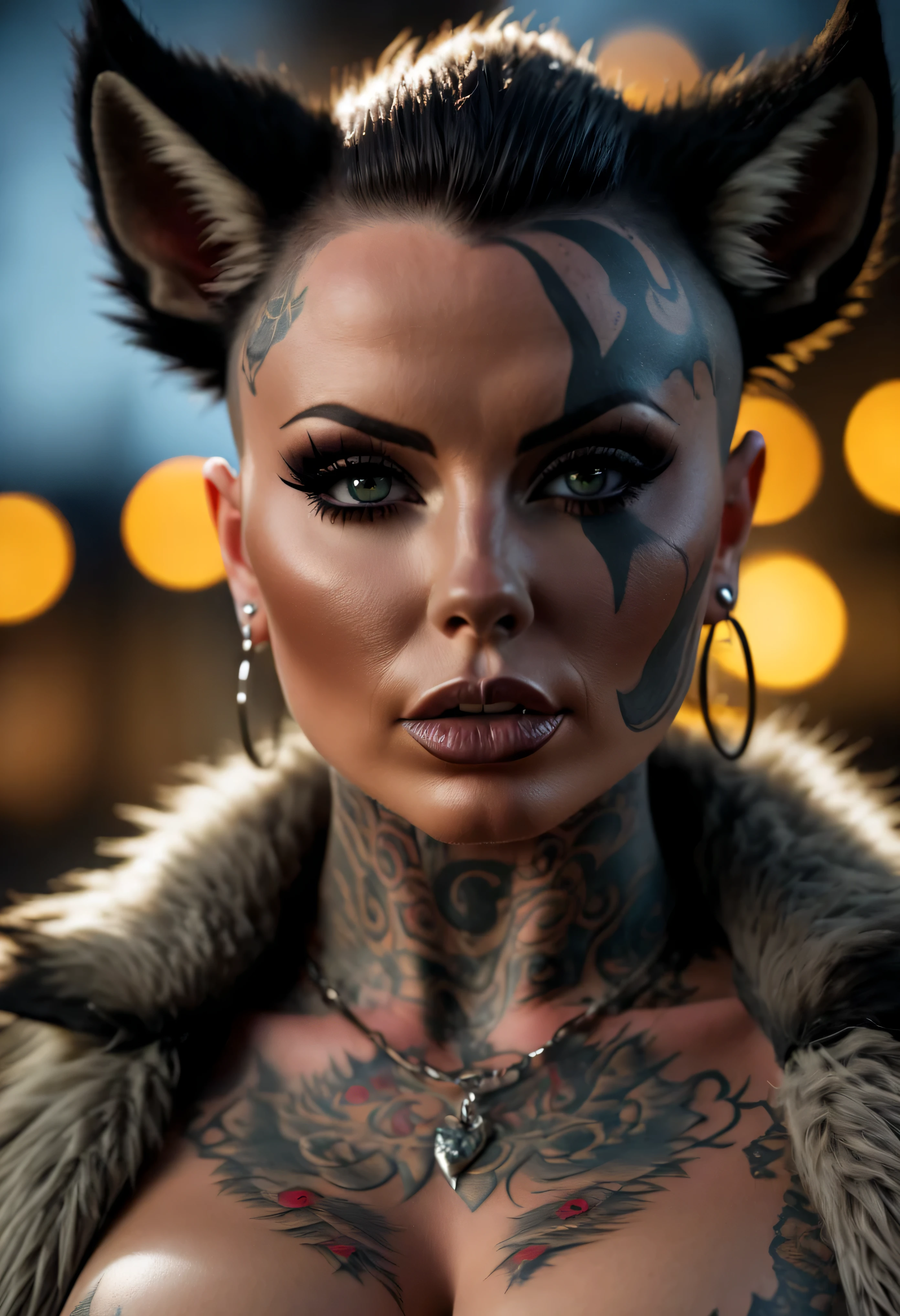 4k highly detailed realistic digital extremely high quality RAW photograph, (a portrait photo of Christy Mack as a fantasy werewolf), (beautiful and detailed eyes: 1.1), anthro furry werewolf, busty, bimbo, seductive, sexy, large breasts, epic, hyperrealistic, hyperrealism, 8k, cinematic lighting, (f1.8 short focus bokeh)