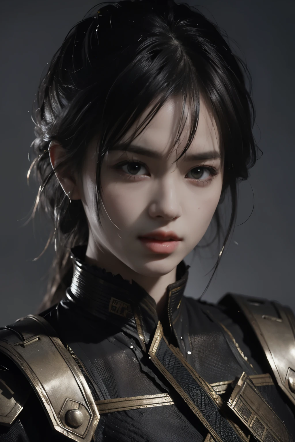 Game art,The best picture quality,Highest resolution,8K,(A bust photograph),(Portrait:1.5),(Head close-up),(Rule of thirds),Unreal Engine 5 rendering works, (The Girl of the Future),(Female Warrior),
20岁少女,An eye rich in detail,(Big breasts),优雅高贵,冷漠,勇敢的,
(Future style combat suit combining the characteristics of ancient armor,Ancient runes of light,Combat accessories with rich details,Metallic luster),Future police,赛博朋克人物,
拍照姿势,简单背景,Movie lights,Ray tracing,Game CG,((3D Unreal Engine)),oc渲染反射纹