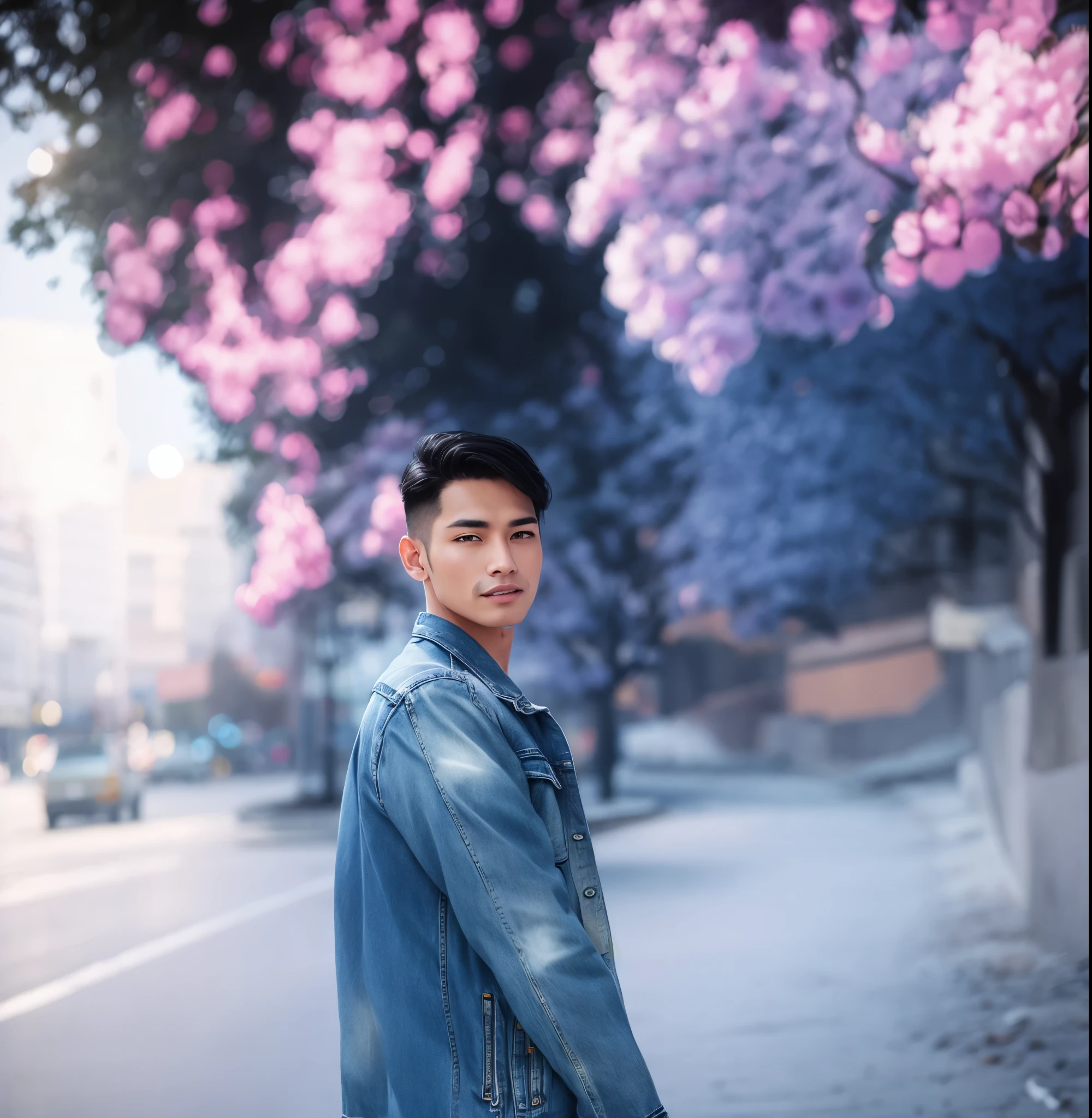 blue purple mixed colours Denim jacket 