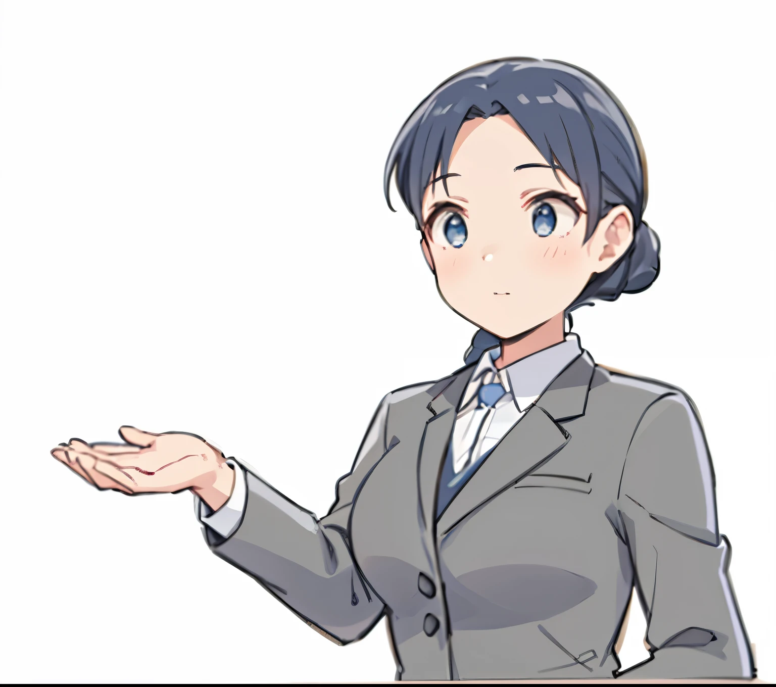 dark blue business suit、beautiful face