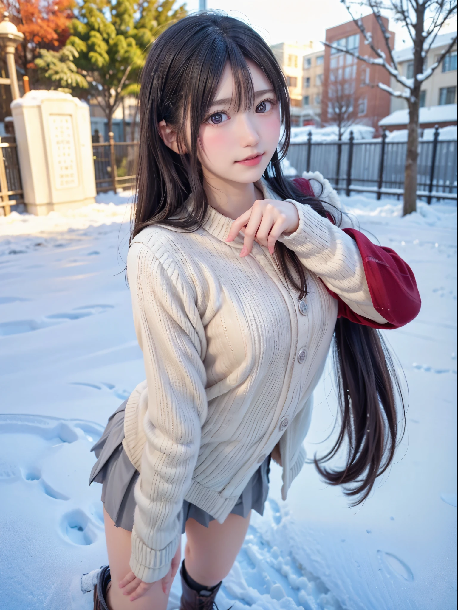 (10 years old) ,girl、(Bunny ears headband)。(Random Nudes),Exhibitionism,((Random exposure of genitals))。 Beautiful areola。Small breasts. Thin Hair。(On top of a snowy mountain). Detailed and complex background。((Light Brown Hair)). ((Straight Long Hair)). 可愛いsmile. Idol's face. Smooth Hair. Thin Hair. White skin. (Lying on your back,Lie). fun,smile