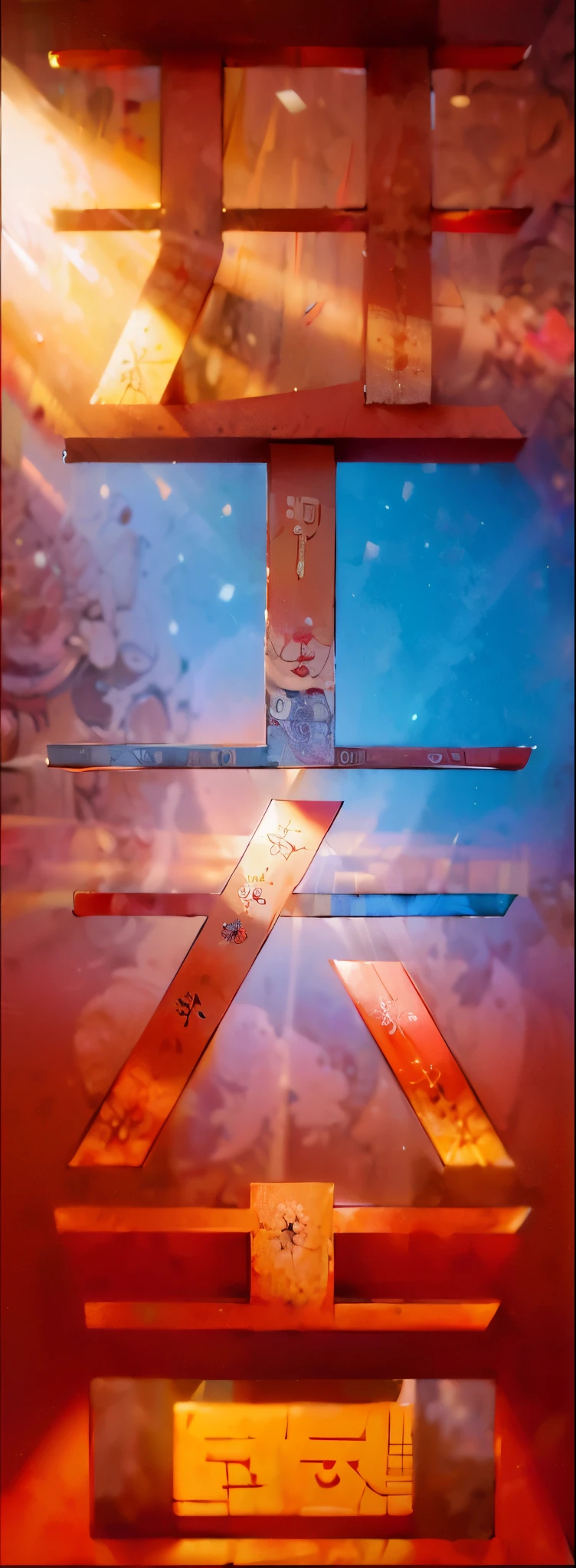 [Chinese character], (Detailed font characteristics:1.3),
(16k, masterpiece, best quality: 1.2), (Surrealism, Ultra-detailed and intricate realism: 1.3), (wide depth of field, radiation mapping, Ray tracing, divine light: 1.2), red background,high dynamic range, vivid, Rich details, Crisp shadows and highlights, actual, intense, Enhance contrast,