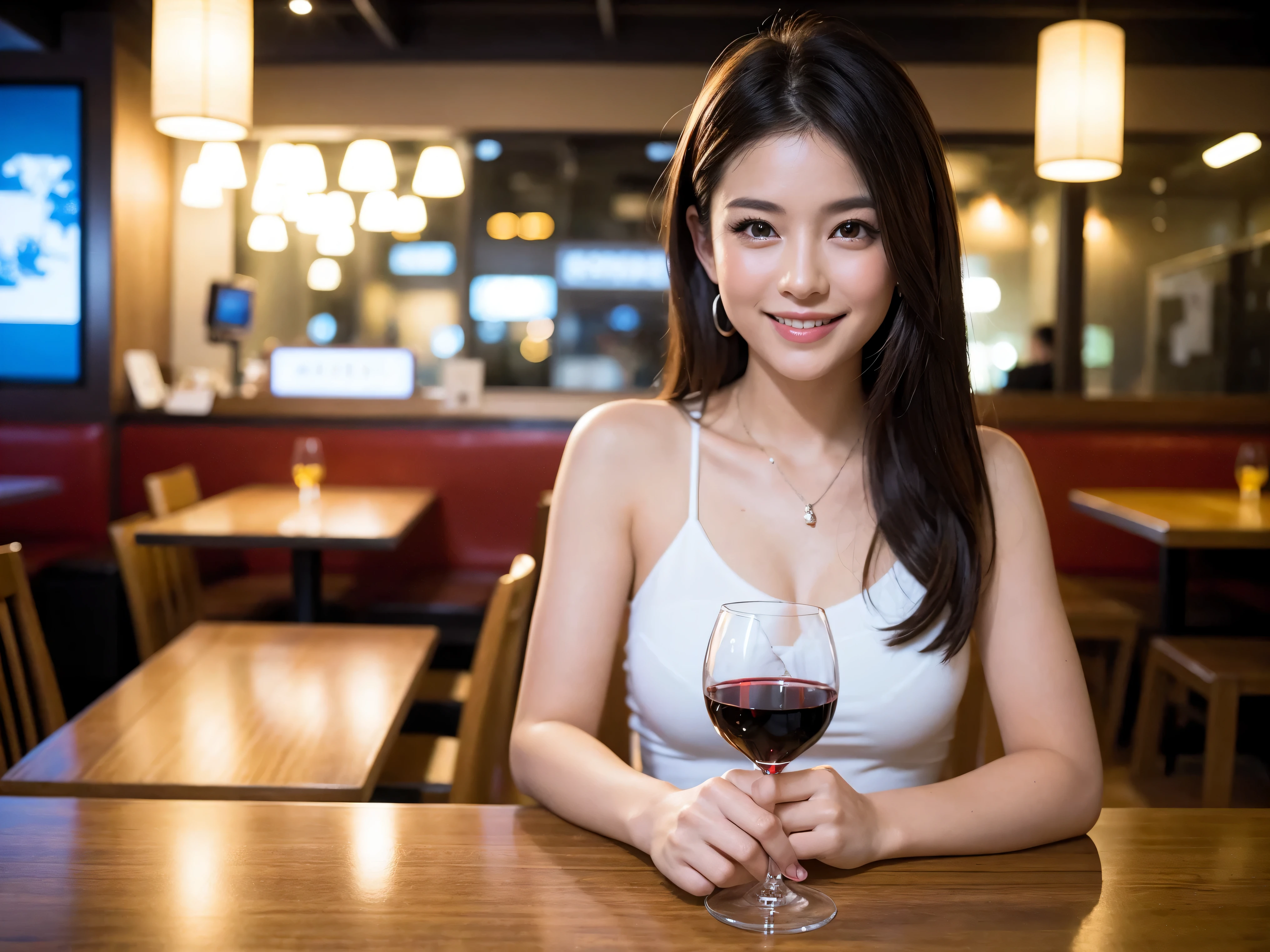 (including 64k, nffsw, highest quality, table top: 1.2), (realistic, realistic: 1.37), pretty woman 1, (slimフェイス), (because I&#39;thin), (brown hair), (shortcut), cheeks turn a little red, (40 years old), 38 years, alone, 窓の外には美しく緻密なnight景が広がります..., restaurant, wine glassに座って, nightに, in a prominent place (from the waist up) nova frog style, actress, model, Upper body, White wine, slim, wine glass, とてもきれいなnight景, 真ん中に置かれたwine glass, smile, (smile: 1.15), Beautiful little eyes, Upper body, bust japan up, night, short, short, actress, model, Upper body, White wine, slim, wine glass, とてもきれいなnight景, 真ん中に置かれたwine glass, smile,
