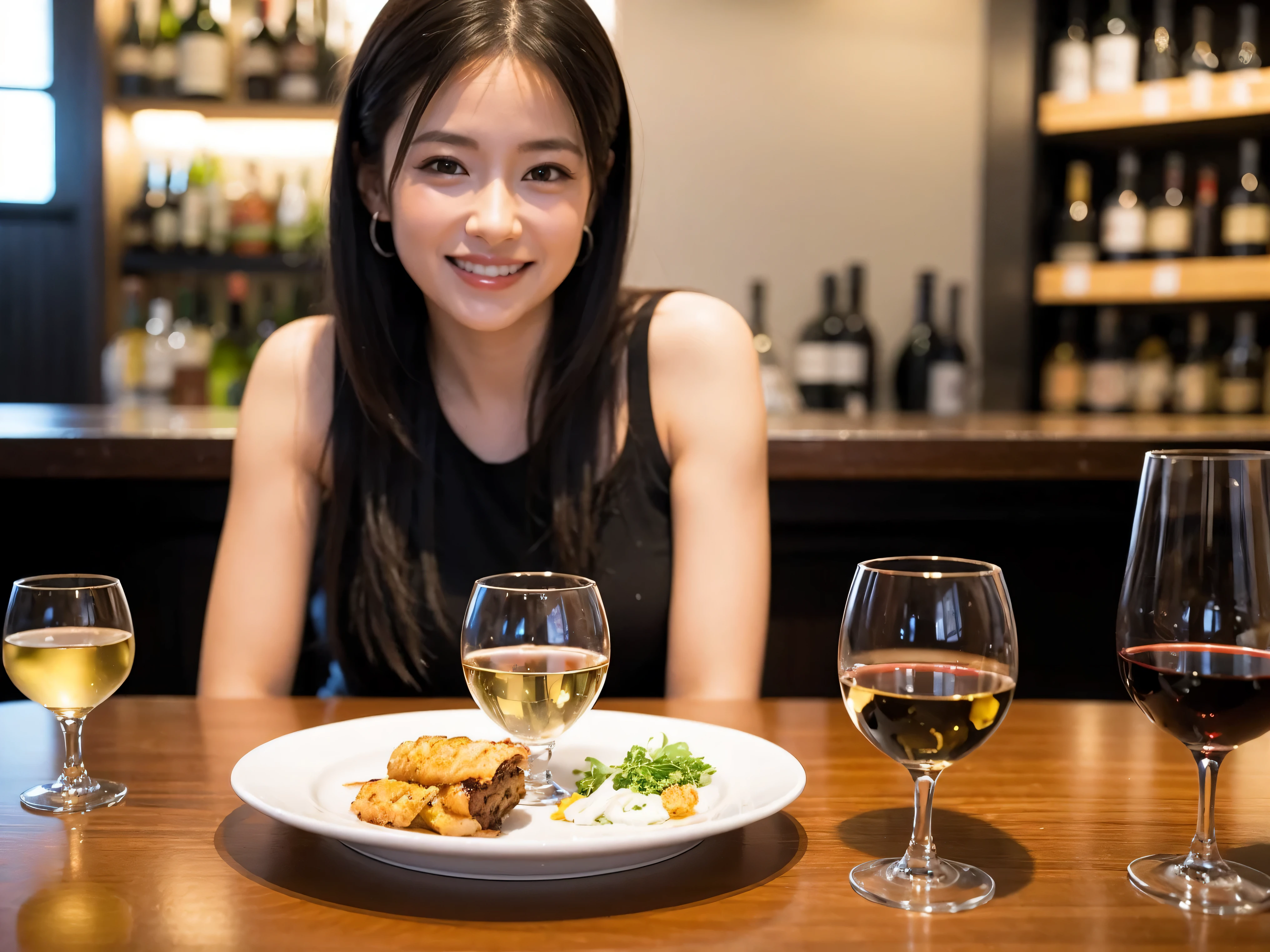 (including 64k, nffsw, highest quality, table top: 1.2), (realistic, realistic: 1.37), pretty woman 1, (slimフェイス), (because I'thin), (brown hair), (shortcut), cheeks turn a little red, (40 years old), 38 years, alone, 窓の外には美しく緻密なnight景が広がります..., restaurant, wine glassに座って, nightに, in a prominent place (from the waist up) nova frog style, actress, model, Upper body, White wine, slim, wine glass, とてもきれいなnight景, 真ん中に置かれたwine glass, smile, (smile: 1.15), Beautiful little eyes, Upper body, bust japan up, night, short, short, actress, model, Upper body, White wine, slim, wine glass, とてもきれいなnight景, 真ん中に置かれたwine glass, smile,
