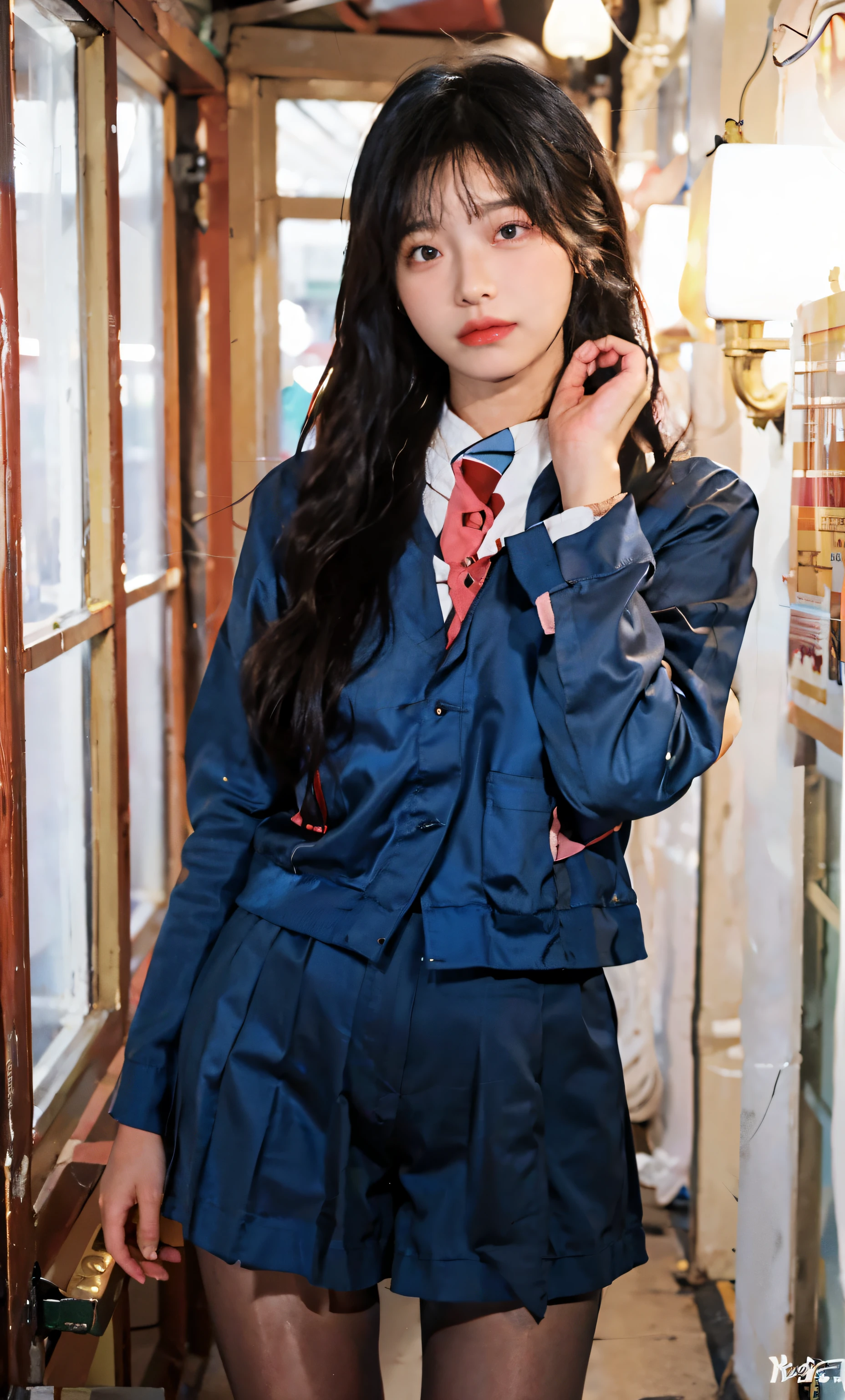 ulzzang-6500-v1.1, (original photo:1.2), (lifelike:1.4), Beautiful and delicate girl, Very detailed eyes and face, beautiful and delicate eyes, Ridiculous, incredibly Ridiculous, File size is large, super detailed, high resolution, Very detailed, best quality, masterpiece, Mother, ((Sailor suit)), illustration, Very detailed, CG, unity, 8k wallpaper, amazing, fine details, masterpiece, best quality, Very detailed CG uniform 8k wallpaper, There is Light on the face, Light, 1 girl, , ((No)), ((dynamic poses))), (camel toe), (half), (pantyhose),)