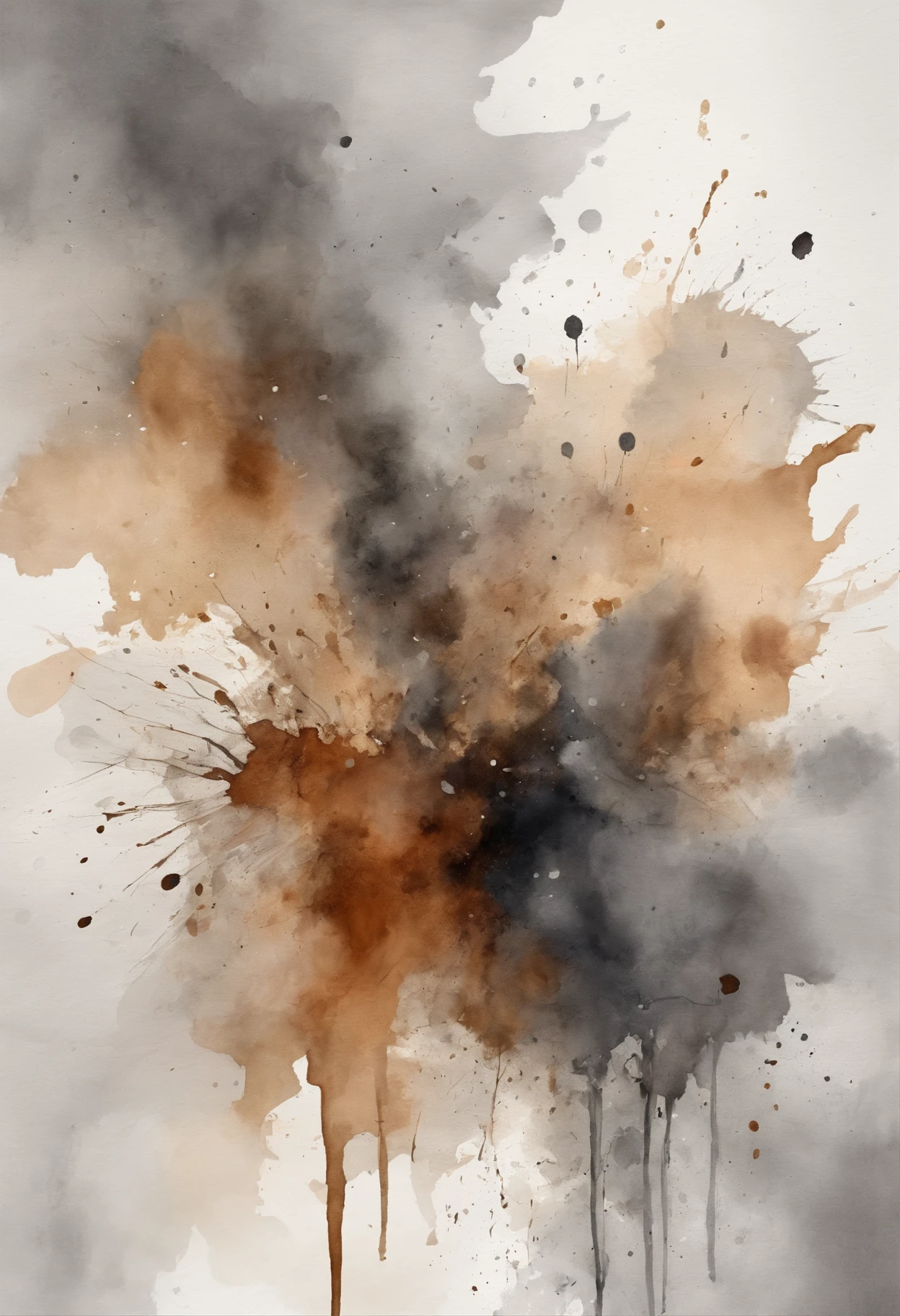 watercolor splash background grey and brown with canvas texture