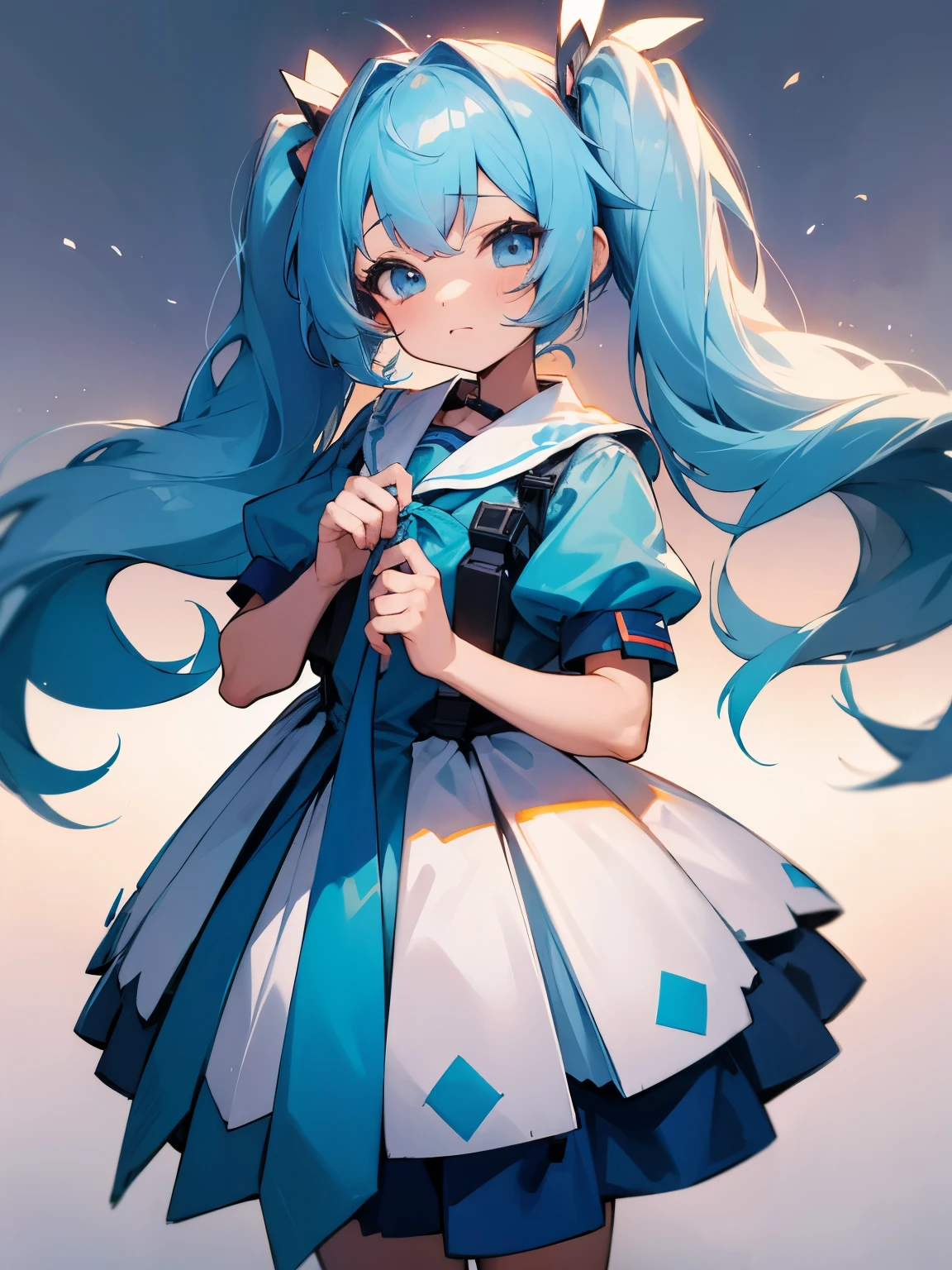 Girl cute twintails long twintails light blue hair