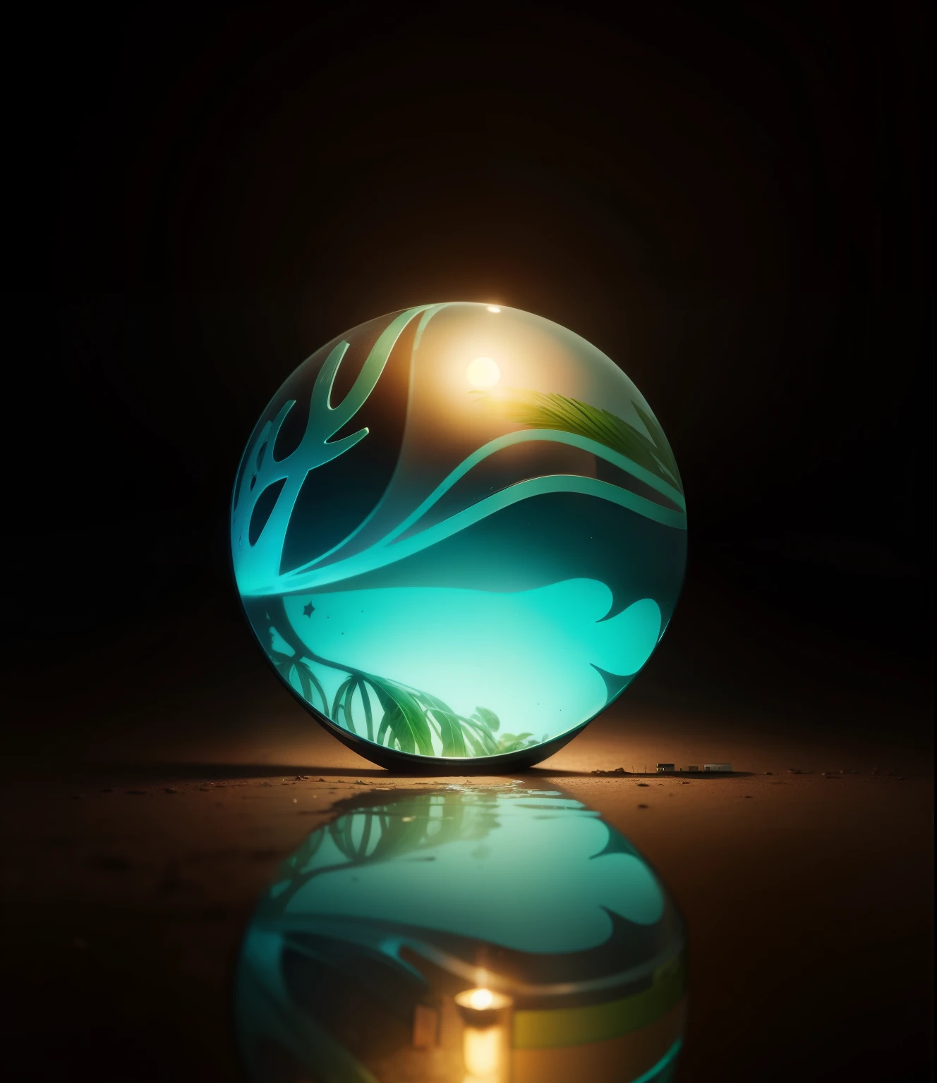A glass cover,Inside the glass cover there are tropical plants and a house,Vines wrapped around the glass cover,best qualityer