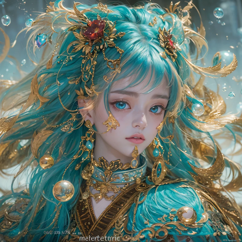 Yellow blue colors，enamel，agate，A flesh-colored world，Blood Blue Maiden 32k（masterpiece，HD，Aoyama Pond，Ultra high quality，32k）long flowing bright blue hair，blood pool，Ziddink， a color，Grumpy （After greeting）， （Linen scarf）， fighting stance， looking at the ground， long white hair， Floating bright blue， Fire cloud gold headdress， Chinese long-sleeved gold silk burgundy garment， （Abstract metaverse splash：1.2）， White background，Peony flower vitality protector（realistically：1.4），bright purple hair，Smoke on the road，The background is very pure， high resolution， detail， RAW photos， Sharp Re， Nikon D850 film photo by Jefferies Lee 4 Kodak Portra 400 camera F1.6 guns, colorful, Ultra-realistic and vivid textures, dramatic lighting, Unreal Engine Art Station Trend, Sinest 800，一个有着long flowing bright blue hair的女孩，huge colorful bubbles