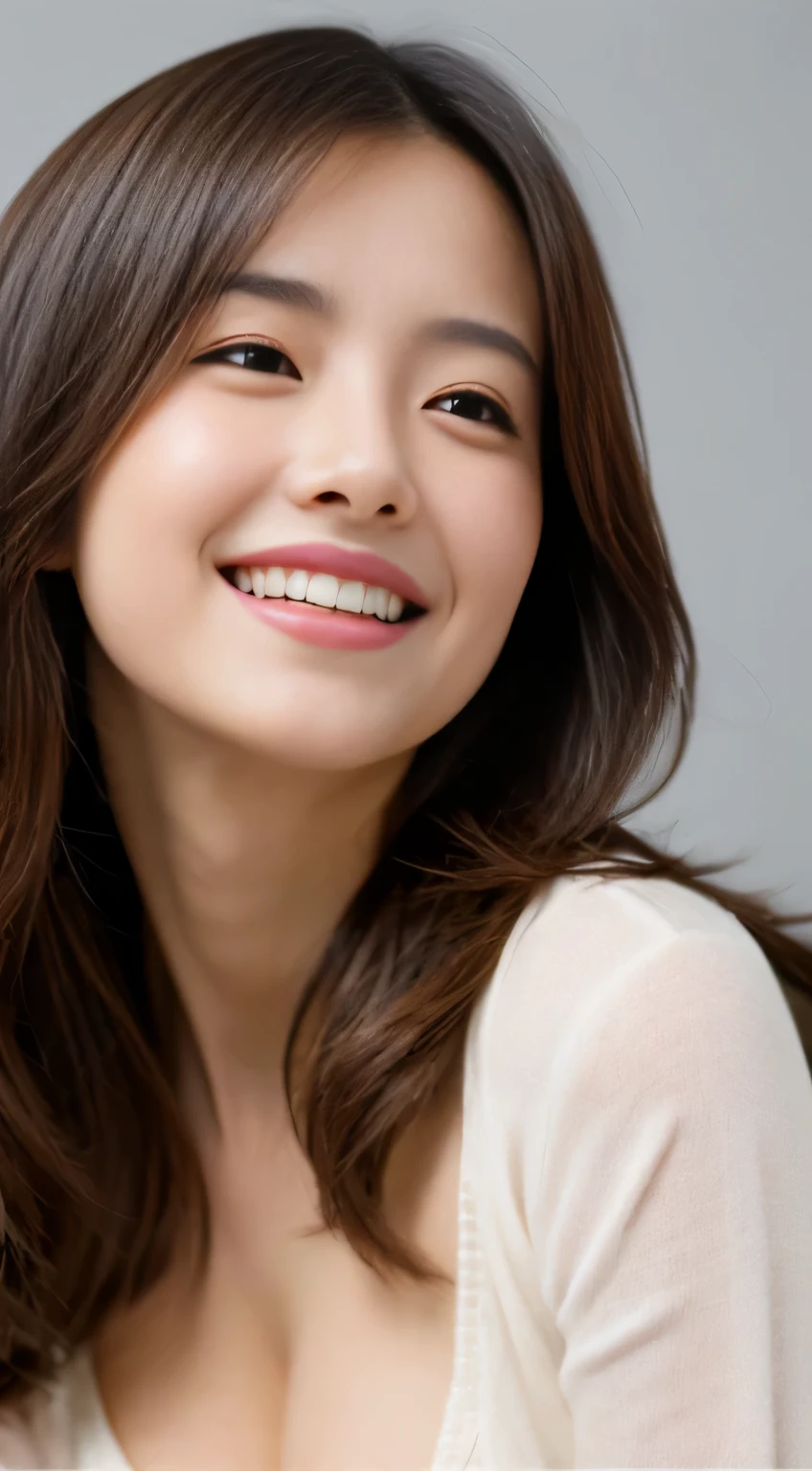 Japanese ),((beautiful girl)),cleavage,An expression that imagines something pleasant:1.2,(perfect body beauty:1.2),((perfect body)),(shy smile),beautiful teeth,