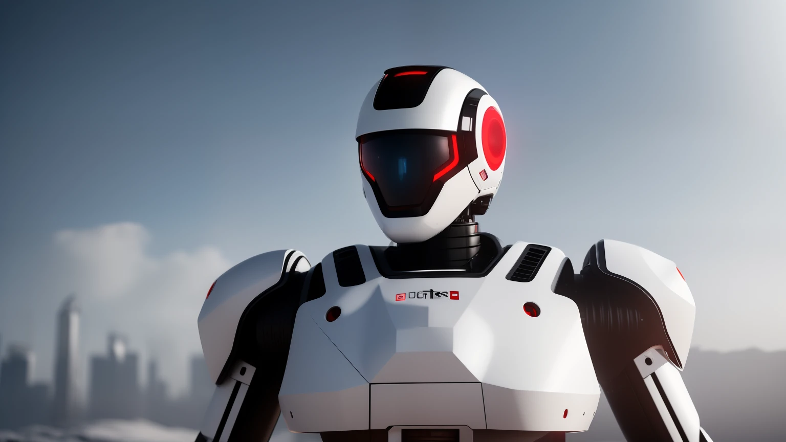 white future technology, white background, technology class, robot, red, 3d, magic, education, Full HD, 4K hyperrealistic image,