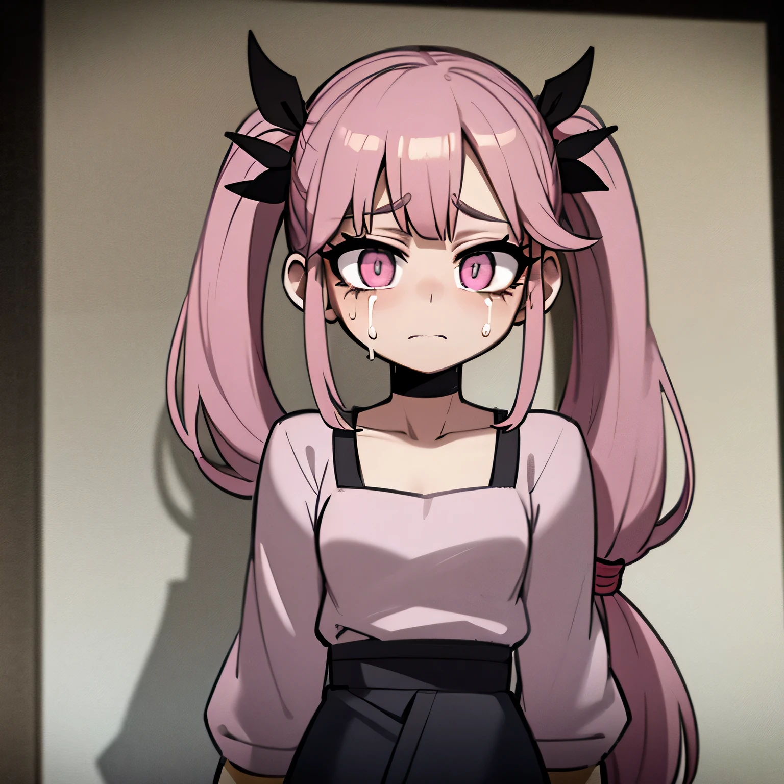 twin tails　compensate　pink　stare　crying face　sad　soft　kind face　Loose and fluffy