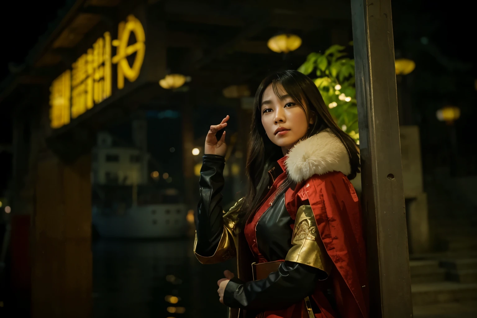 (Best quality, 8k, 32k, Masterpiece, UHD:1.2) (Best quality, 8k, 32k, Masterpiece, UHD:1.2) "Transport the scene to the serene harbor of Liyue from Genshin Impact, bathed in dynamic and cinematic lighting. Envision the tranquility of the harbor without the presence of people in the background. Capture the unique blend of traditional Chinese architecture and modern elements found in Liyue's harbor. Pay careful attention to the play of light on the water, accentuating the details of the boats, buildings, and surrounding landscapes. Infuse the atmosphere with a sense of quiet beauty, emphasizing the solitude of the harbor. Let the colors and lighting evoke a peaceful yet captivating ambiance, bringing the essence of Liyue's harbor to life in a visually stunning way."