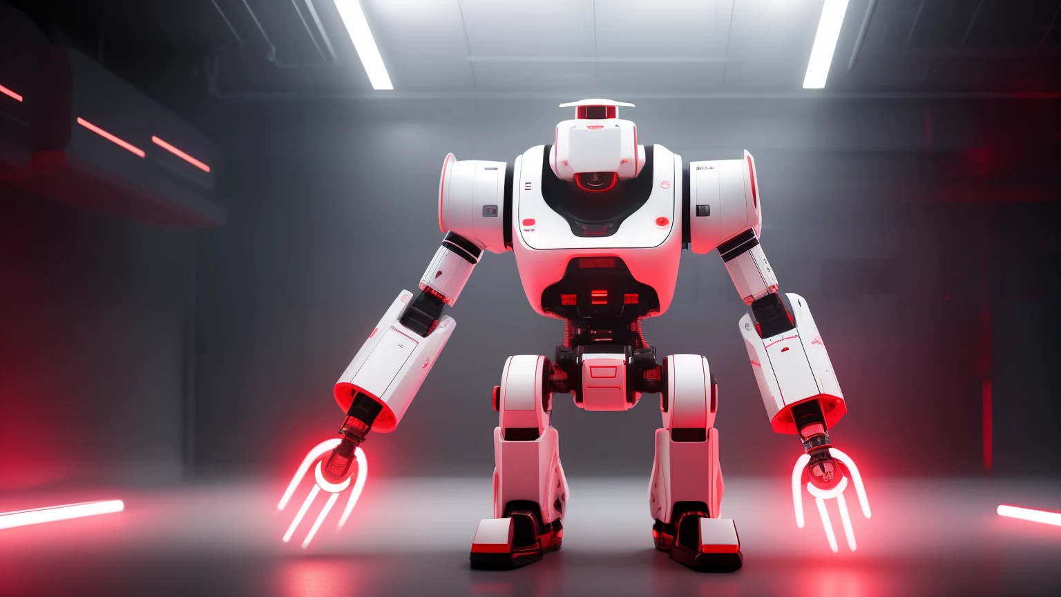 white future technology, white background, technology class, robot, red, 3d, magic, education, Full HD, 4K hyperrealistic image,
