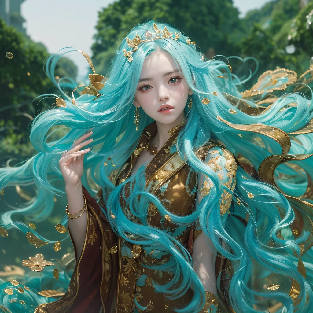 Yellow blue colors,enamel,agate,A flesh-colored world,Blood Blue Maiden 32k(masterpiece,HD,Aoyama Pond,Ultra high quality,32k)long flowing bright blue hair,blood pool,Ziddink, a color,Grumpy (After greeting), (Linen scarf), fighting stance, looking at the ground, long white hair, Floating bright blue, Fire cloud gold headdress, Chinese long-sleeved gold silk burgundy garment, (Abstract metaverse splash:1.2), White background,Peony flower vitality protector(realistically:1.4),bright purple hair,Smoke on the road,The background is very pure, high resolution, detail, RAW photos, Sharp Re, Nikon D850 film photo by Jefferies Lee 4 Kodak Portra 400 camera F1.6 guns, colorful, Ultra-realistic and vivid textures, dramatic lighting, Unreal Engine Art Station Trend, Sinest 800,一个有着long flowing bright blue hair的女孩,huge colorful bubbles