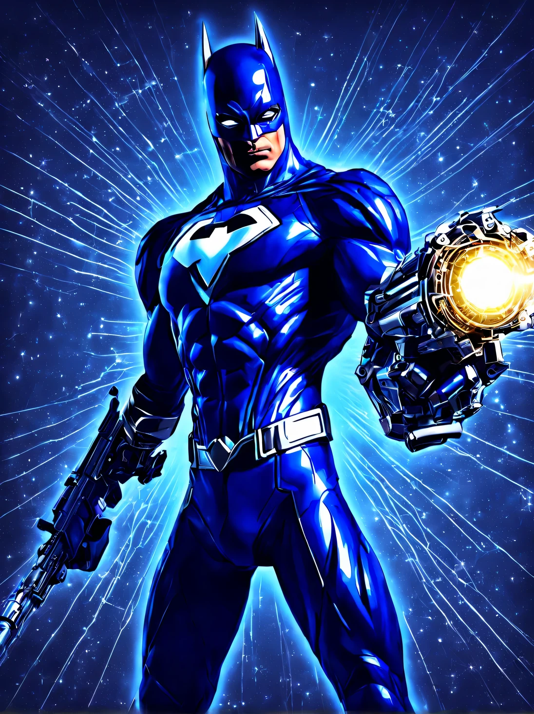 The neural network draws a picture against the background of Bioluminescent plants of another unknown world, a creature of an unknown alien life form in a hero costume with an unknown bladed weapon in his hand rejoices against the backdrop of alien bioluminescent vegetation, the alien hero looks unusual and majestic, A high resolution, High detail, clarity 32 thousand., A high resolution, 64-bit color depth, Oil Painting Effect Painting