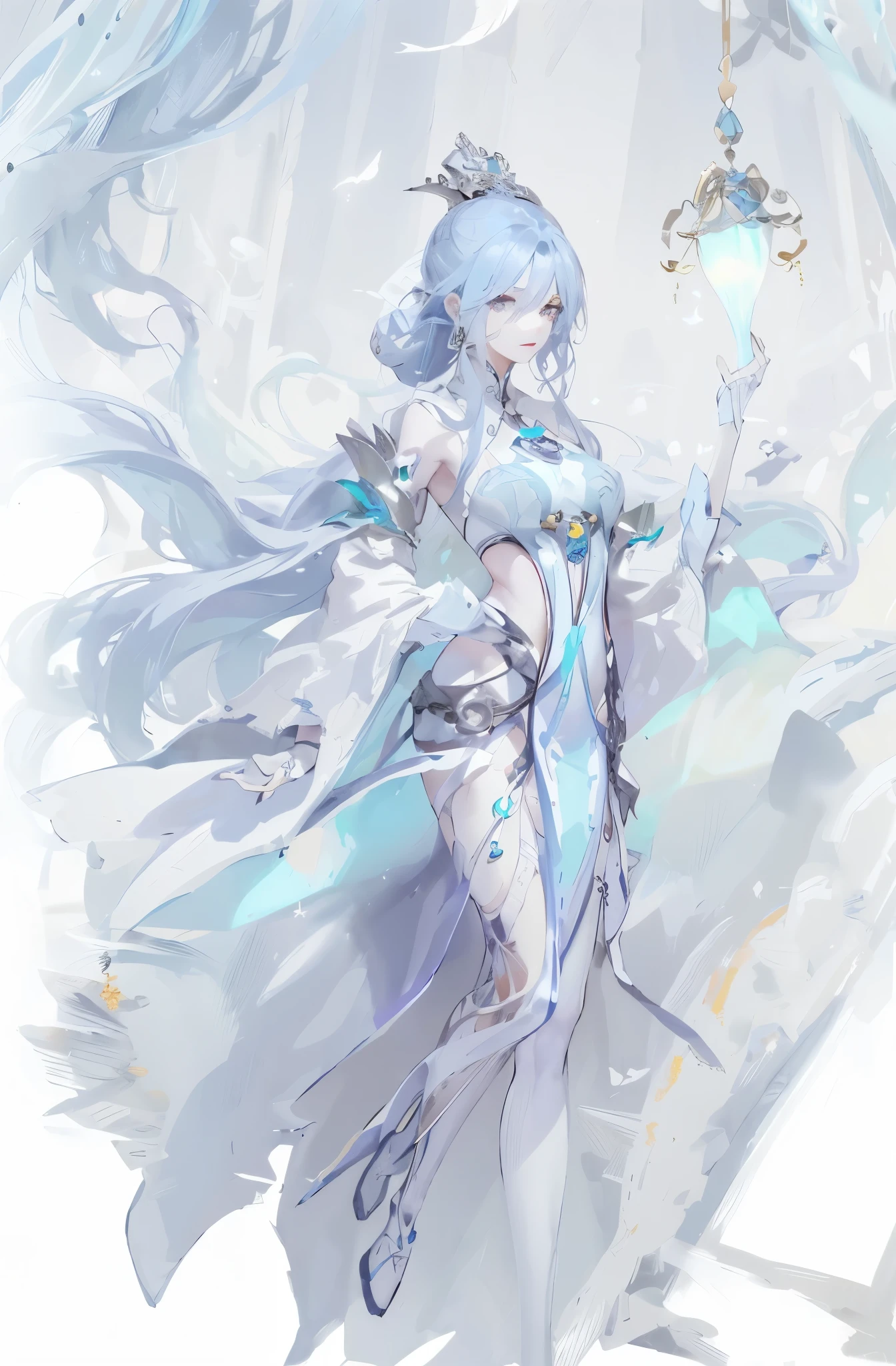 Anime girl in blue clothes,blue hair and blue clothes, flowing magic robe, ((beautiful fantasy queen)), Astral Witch Clothes, full body xianxia, Beautiful celestial mage, heise jinyao, beautiful fantasy queen, Jellyfish Priestess, cotton cloud mage robes, ethereal essence, Gorgeous flowing robe, flowing hair and gown