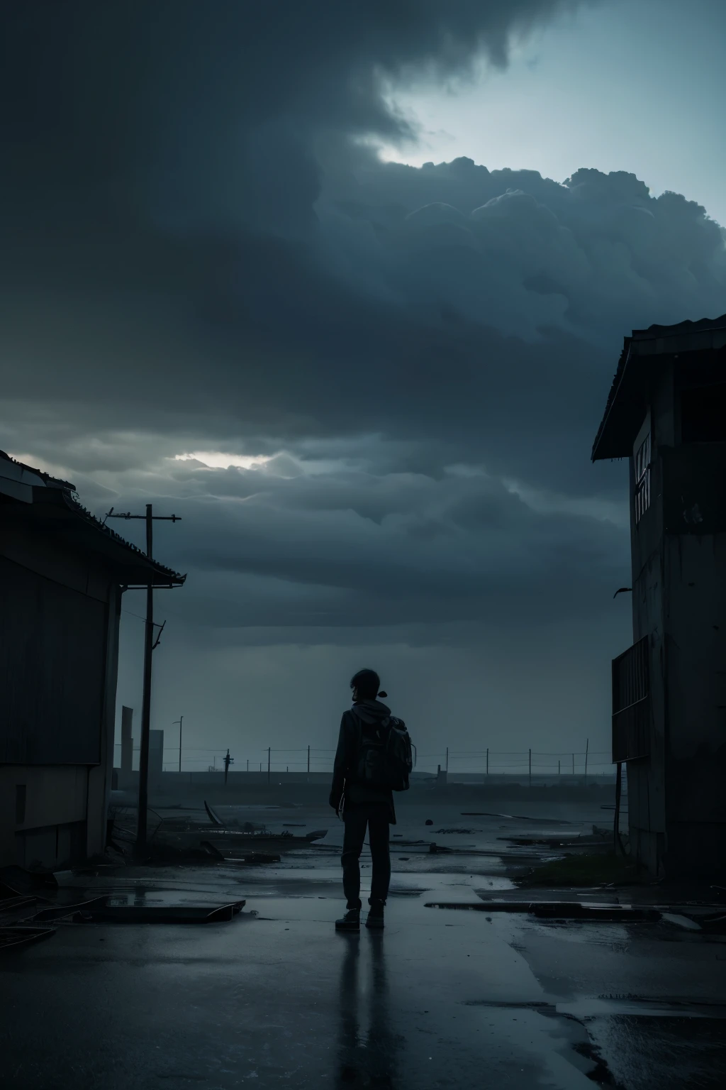 A picture of a dark, deserted place,Dark clouds in the sky,The surrounding environment is dilapidated,The protagonist’s face is full of confusion and fear,It was as if I had just suddenly fallen from an ordinary, everyday world into this place of despair.。
help me draw this picture,Requirements are closest to reality。