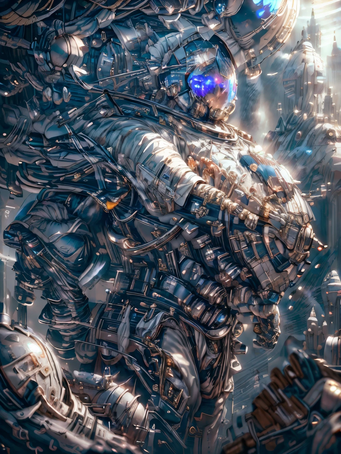 masterpiece,best quality,high resolution,(spaceport:1.3),(Lovely astronaut:1.3),Unreal Engine