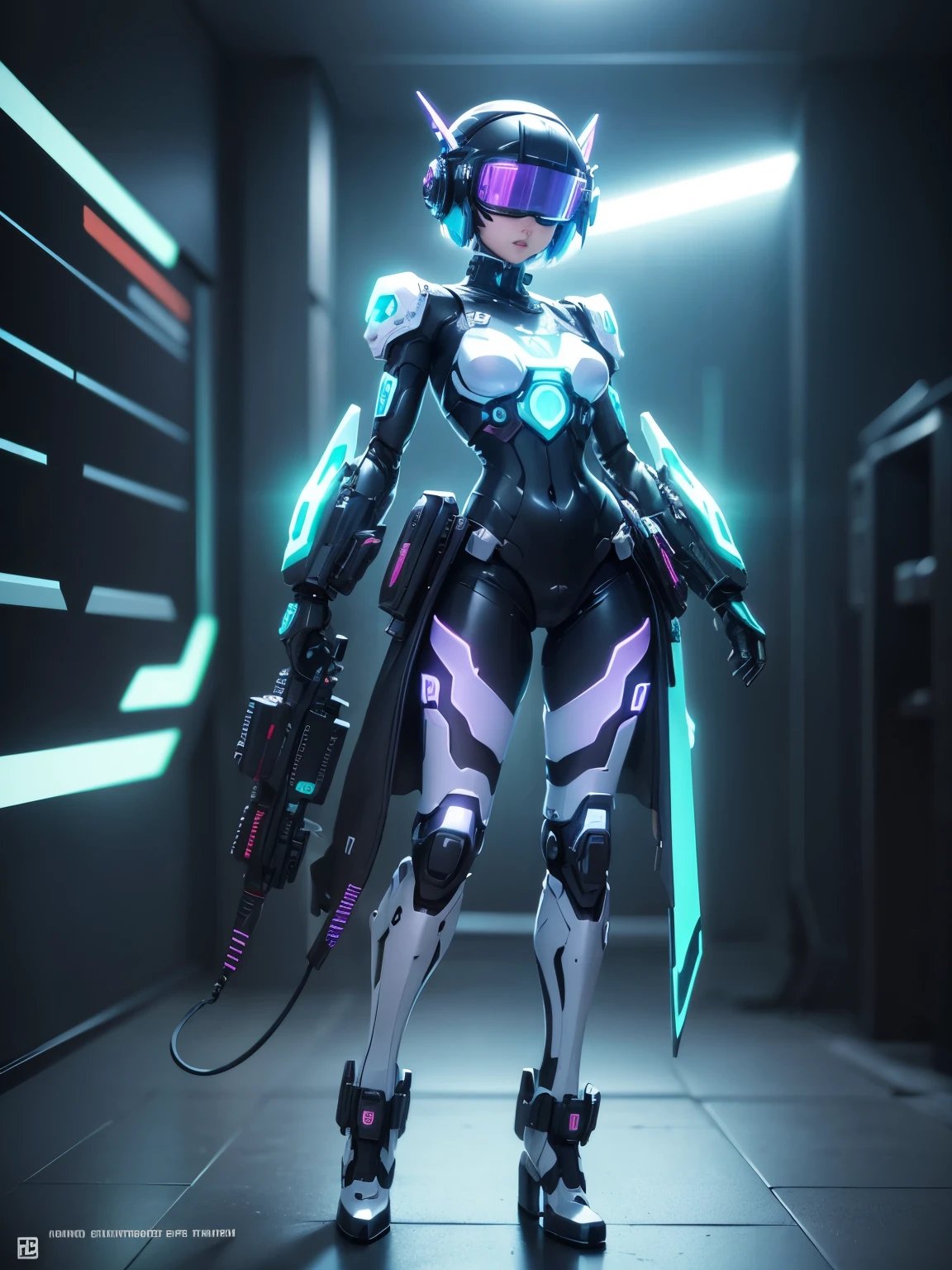 cyborgs, (blind box toy style:1.2), (Full body shot) , 1 transparent girl,Transparent Mecha, Exquisite helmet:1.2, Phosphorescent goggles:1.2, Cyberpunk, Dreamy glow, bright neon lights, clean, White background, ( Global Illumination, Ray traching, nffsw, Unreal Render,Reasonable design, high detal, masutepiece, Best Quality, hyper HD, Cinematic lighting)