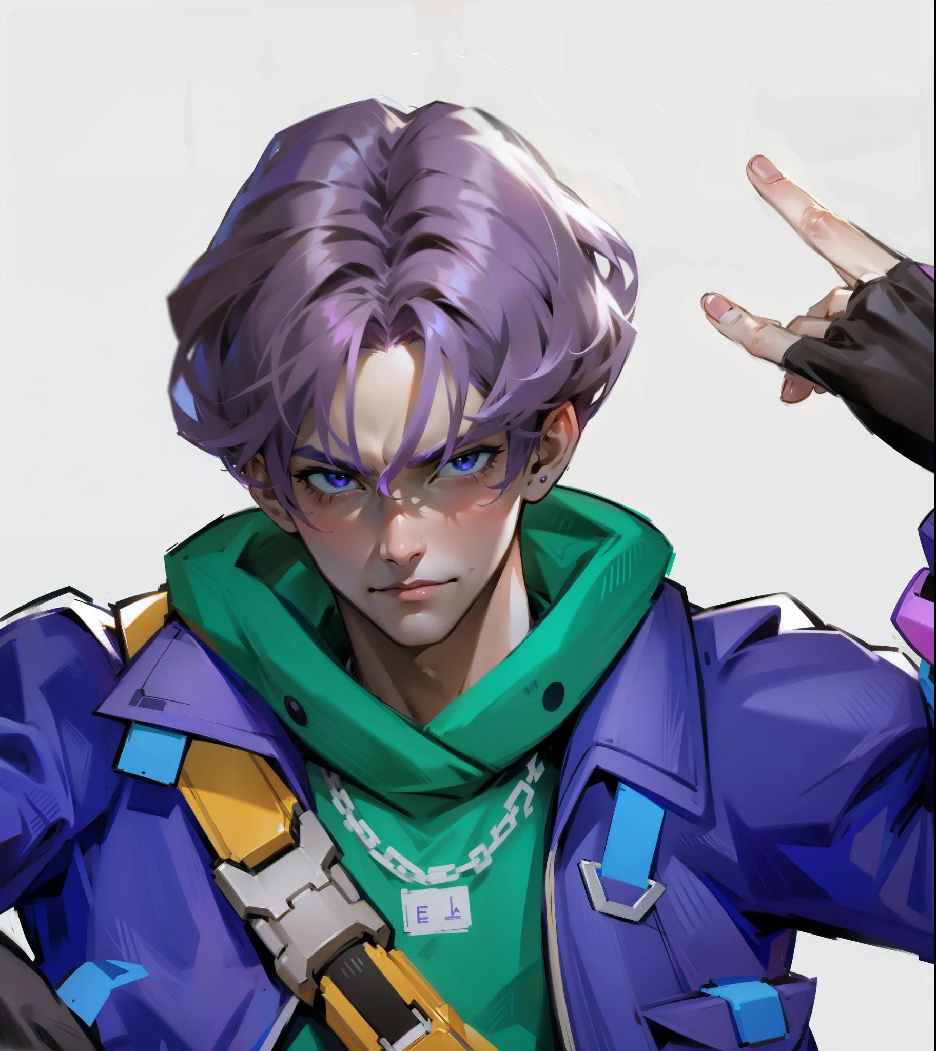handsome purple haired man