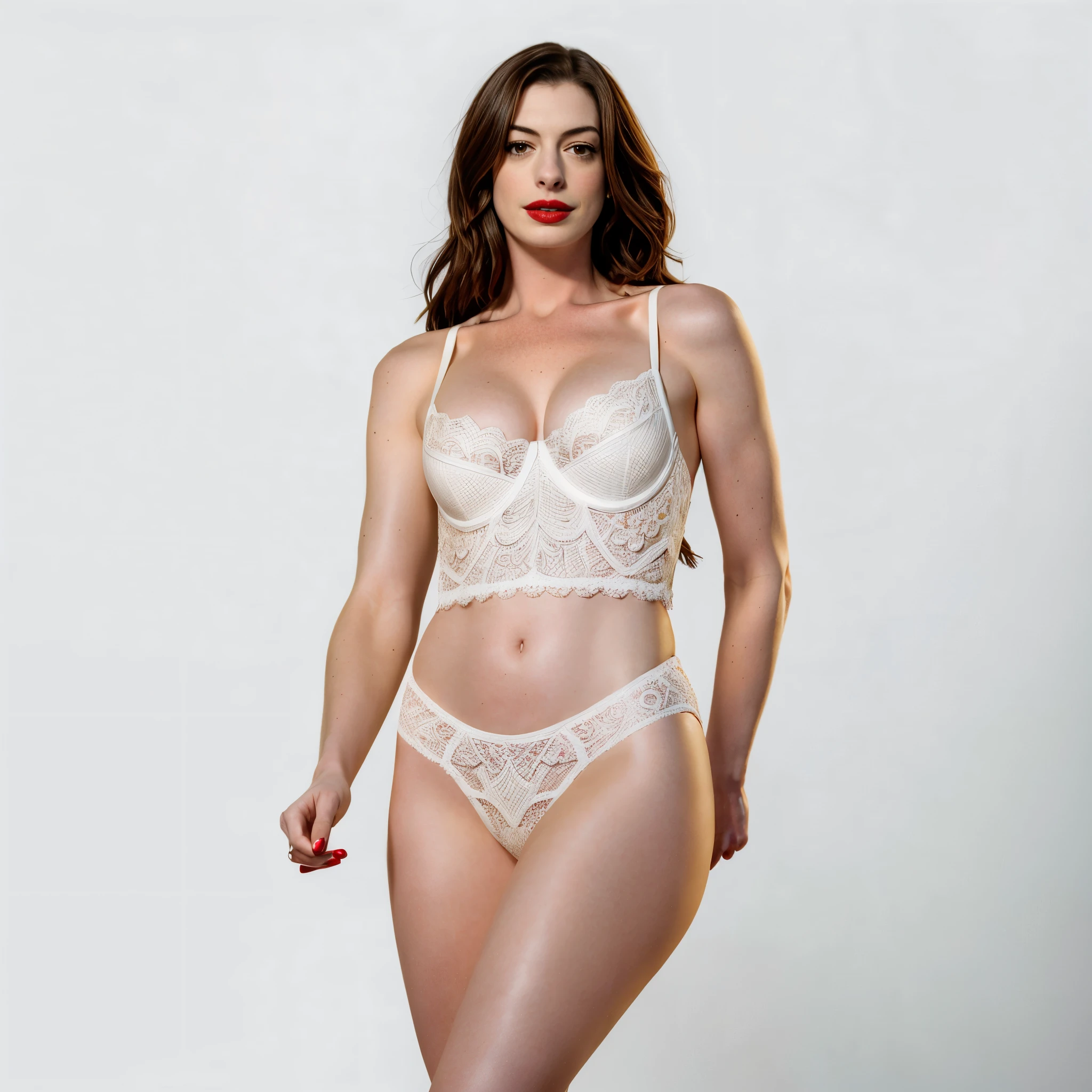 Anne Hathaway with red lipstick