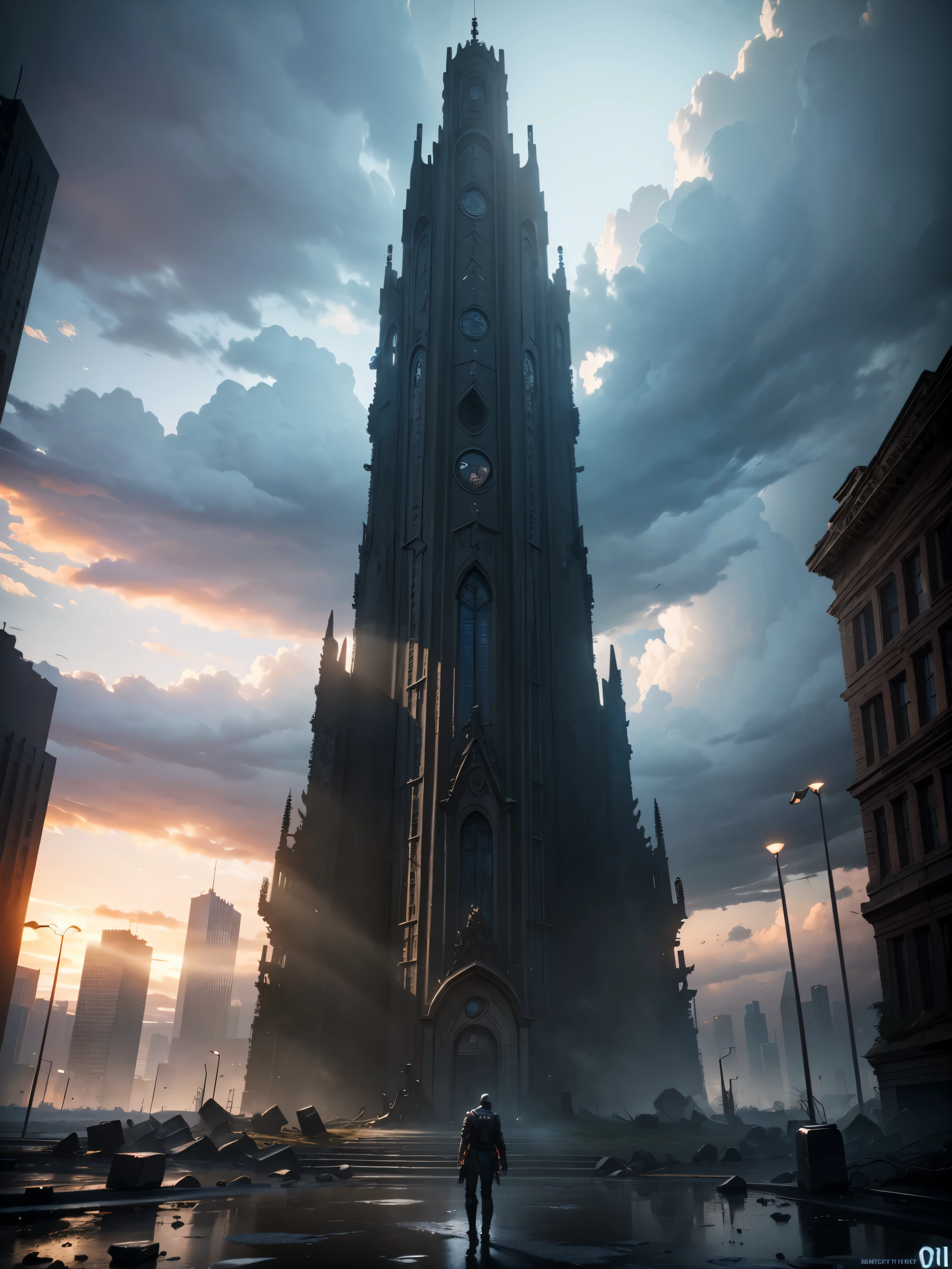 (masterpiece)), ((Best quality)), 8K, HD, Super Detail, Modern City ruins, devil may cry 5, Qliphoth, tall stone tree, tentacle tree, the hell tree, dark clouds, apocaliptic, unreal engine 5 render, octane render