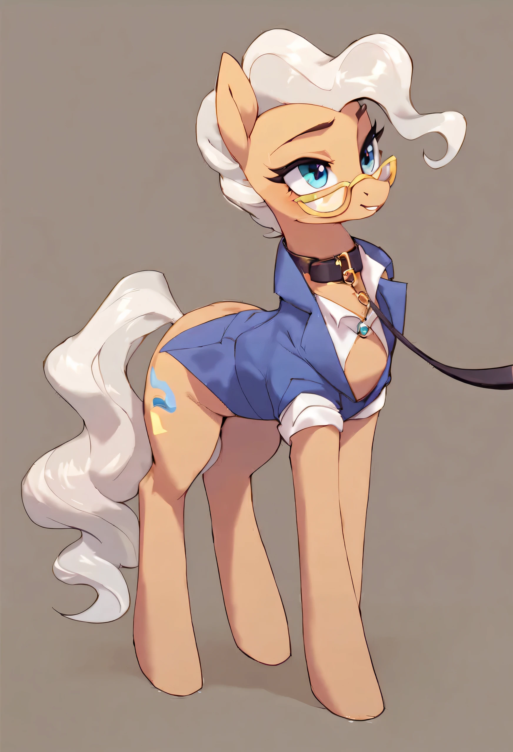 feral pony, mayor mare, animal collar, leash pull, full body, 
source_cartoon,source_anime,score_9, score_8_up, score_7_up, score_6_up, score_5_up, score_4_up,