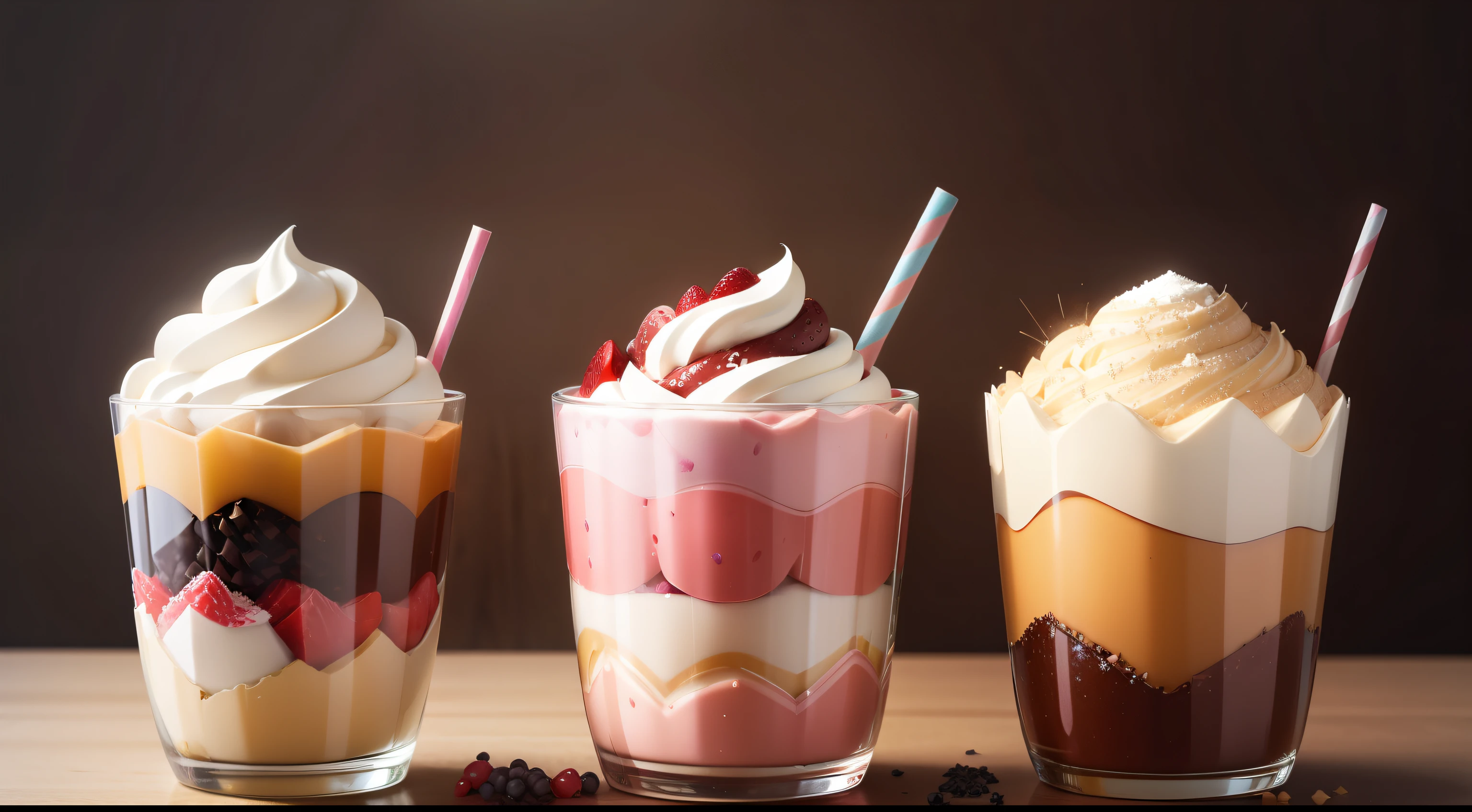 Big parfait for parties、Small fireworks that you can enjoy individually are stuck in the top of the parfait.
